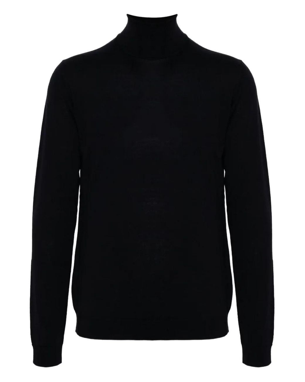 Roberto Collina Black Turtleneck Merino Wool Sweater for men