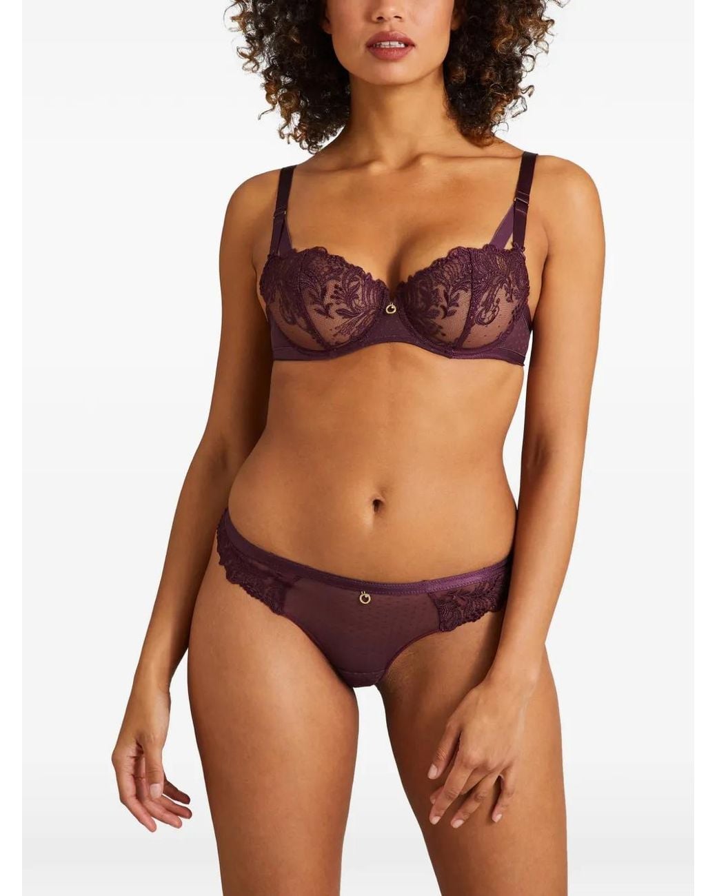 Aubade Purple Femme Passion Embroidered Balcony Bra