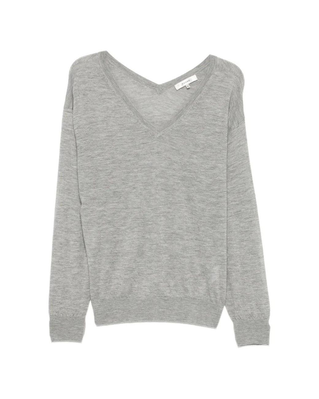 FRAME Gray The Crinkle V-Neck Sweater
