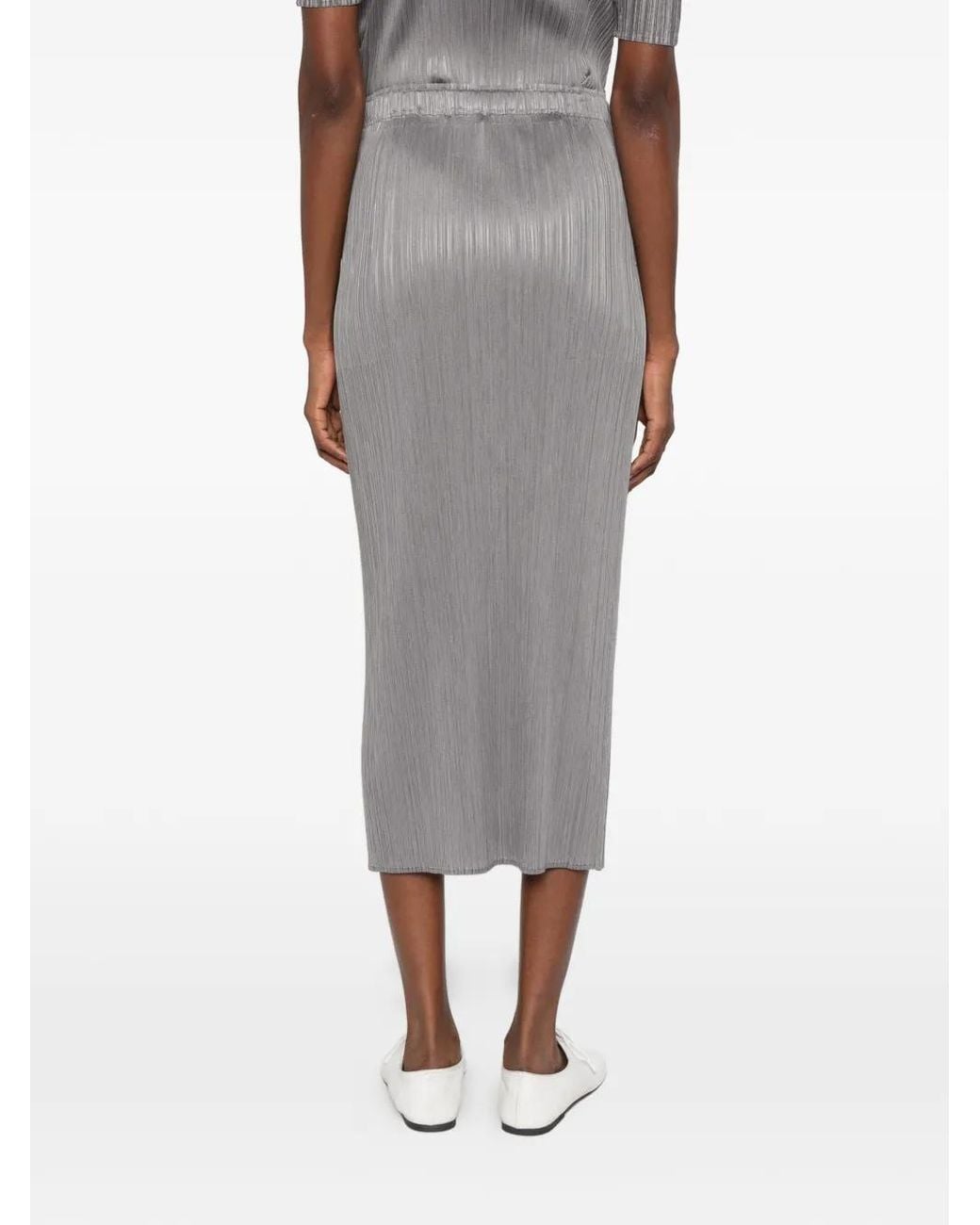 Pleats Please Issey Miyake Gray Pleated Midi Skirts