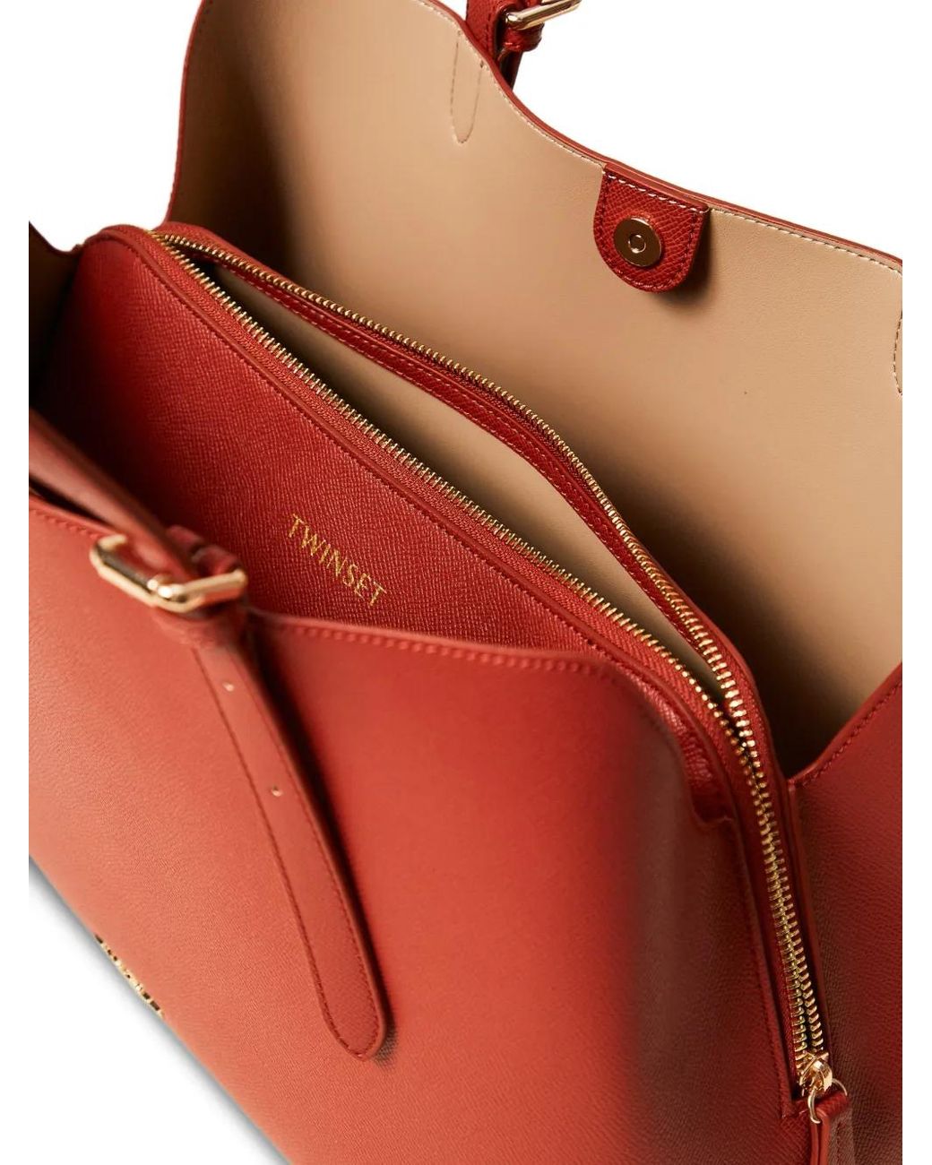 Twinset Red Buckle Strap Tote Bag