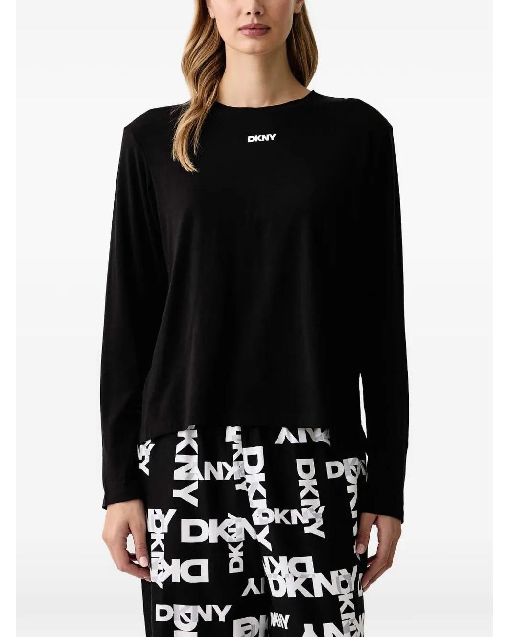 DKNY Black Logo-Print Pajama Set