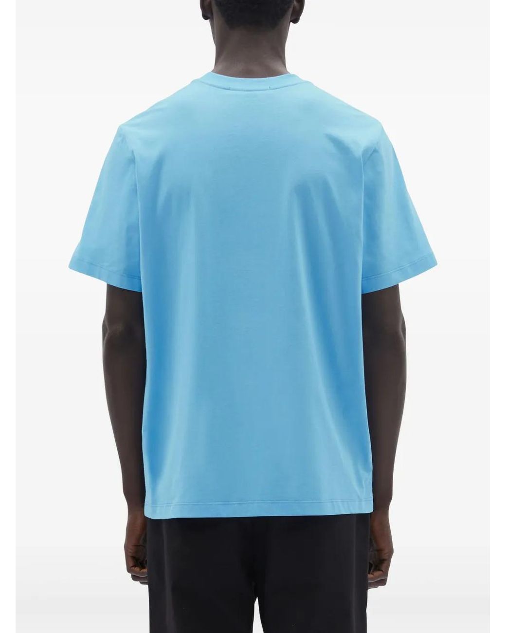 MSGM Blue Logo-Embroidered T-Shirt for men