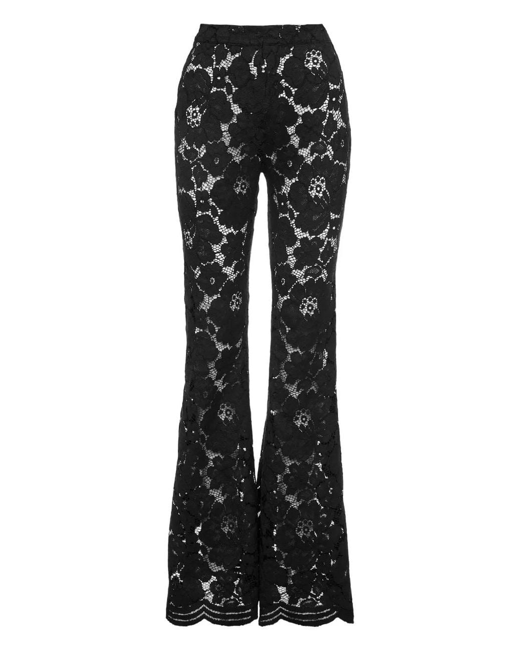 Ana Radu Black Floral-Lace Trousers