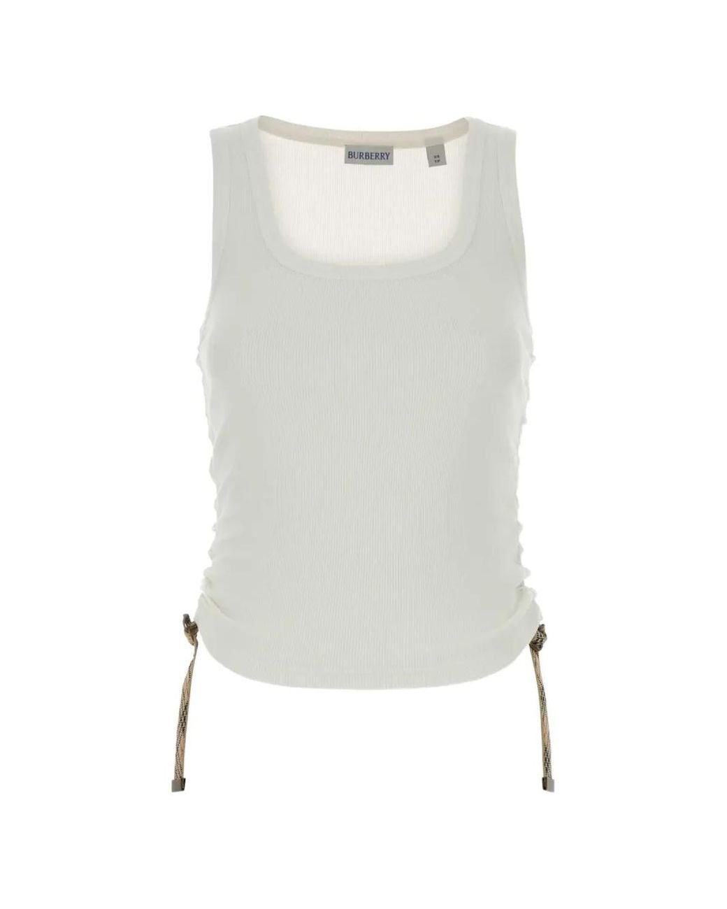 Burberry White Ribbed Drawstring Top