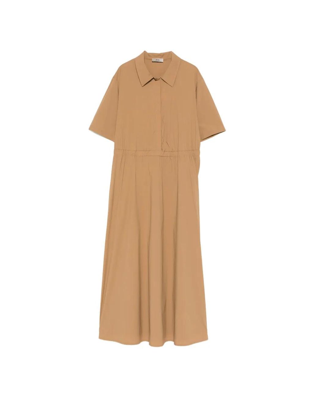 Herno Kleedjes ,Bruin ,Nylon Jurk Van Lichte Stretch Nylon in het Natural