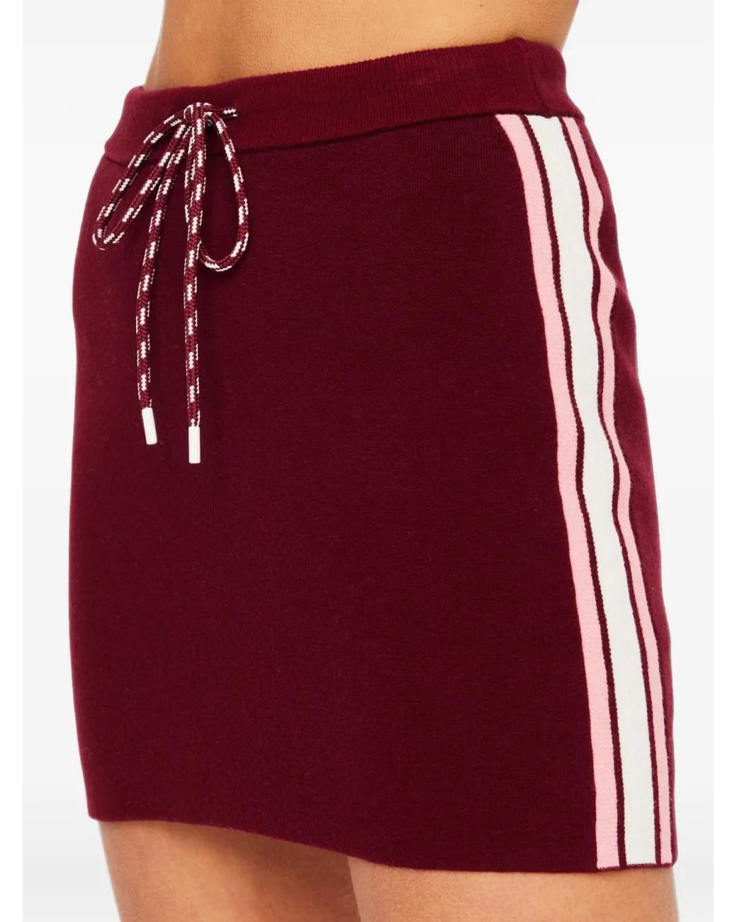 The Upside Red Mini Zelma Side-Stripe Skirt