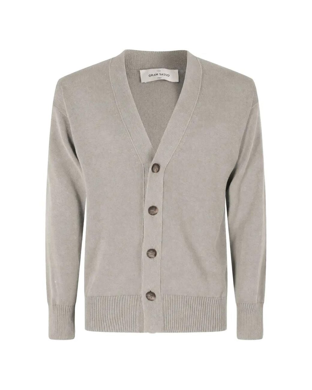 Gran Sasso Gray Cardigan En Maille Fine for men