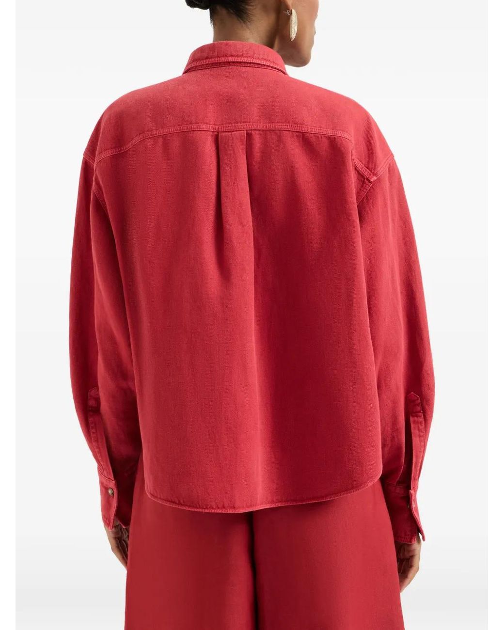 Brunello Cucinelli Red Cotton And Linen Blend Shirt