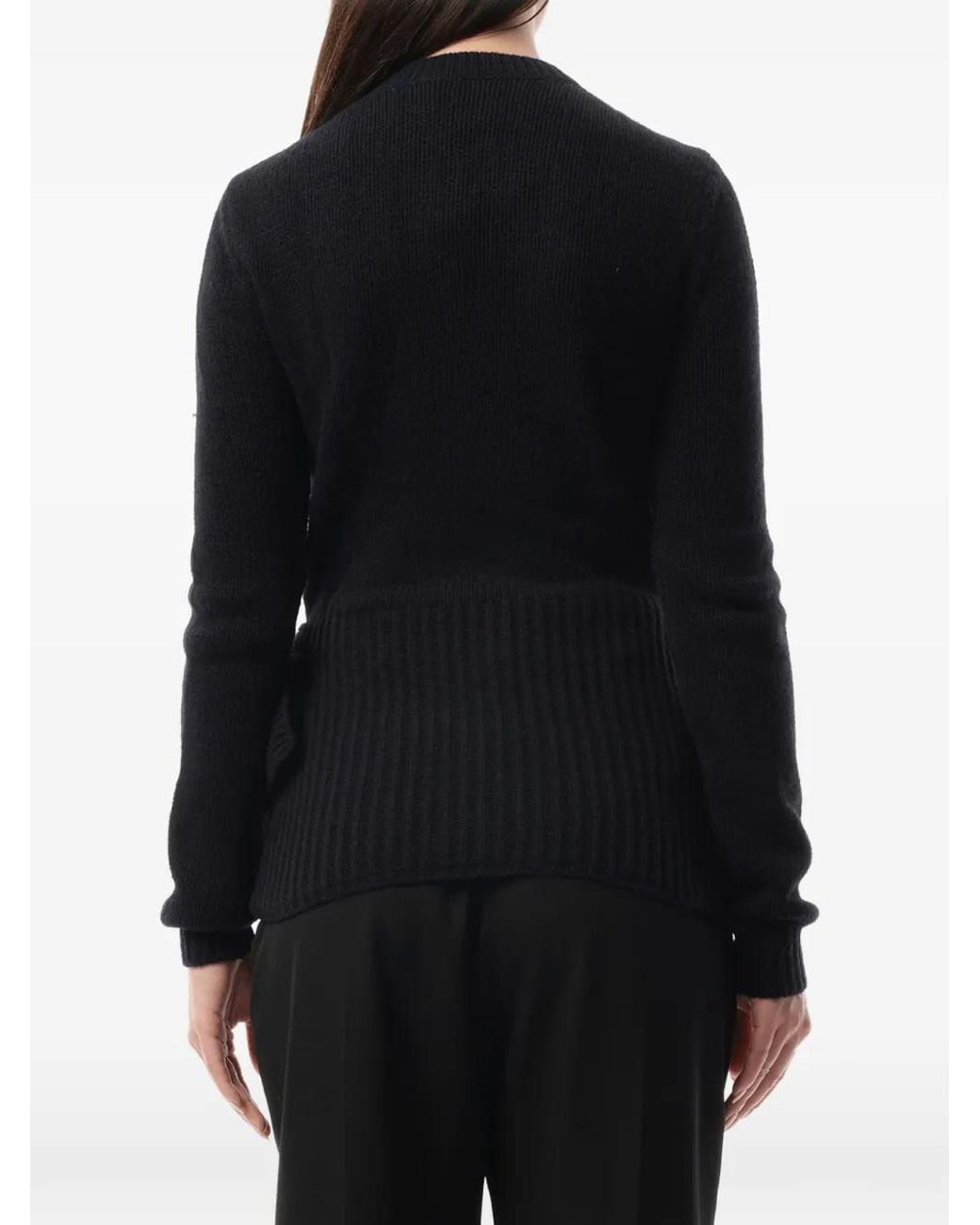 Lanvin Black Ruffled-Trim Zip-Up Cardigan