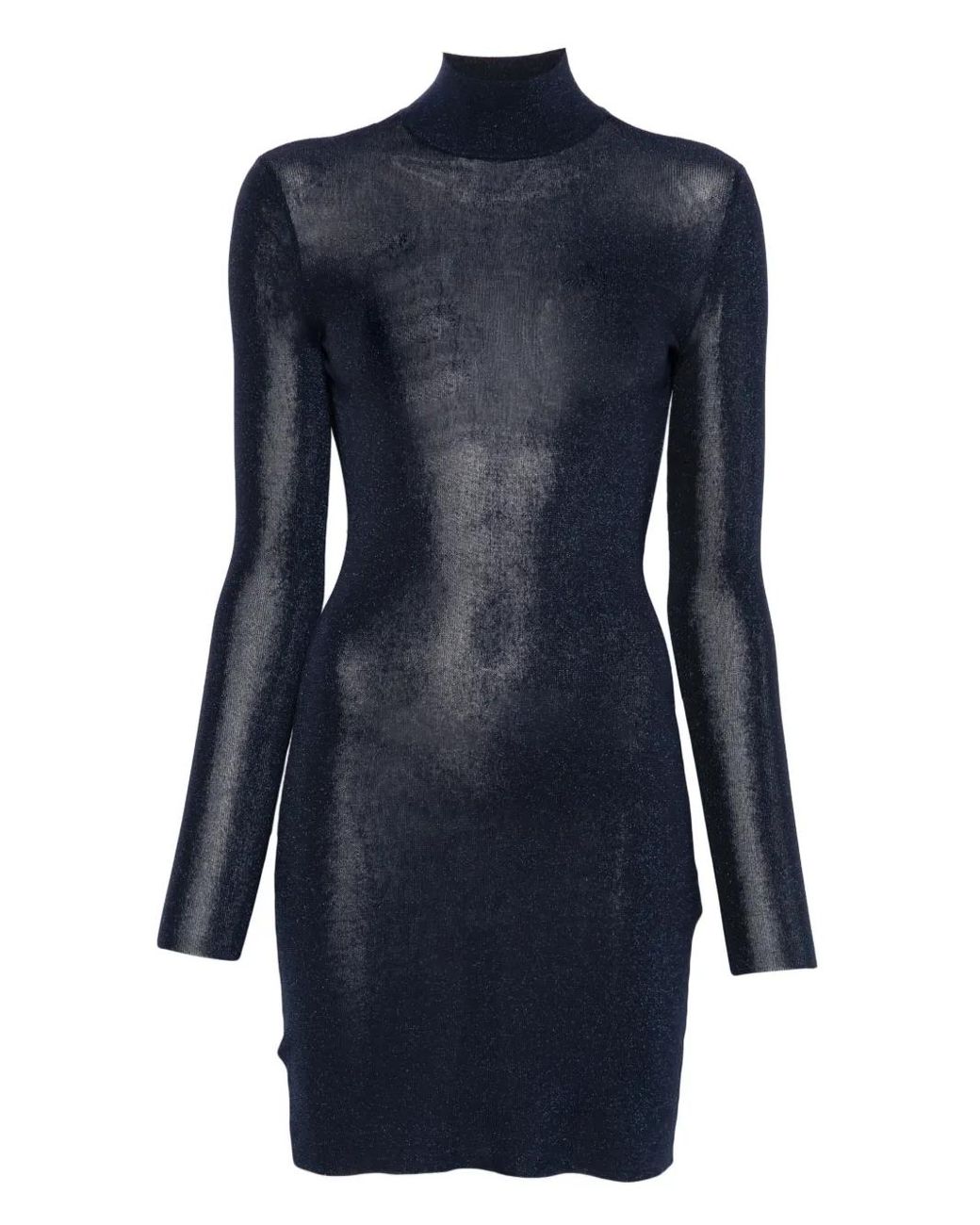 Self-Portrait Blue Viscose Knit Mini Dress