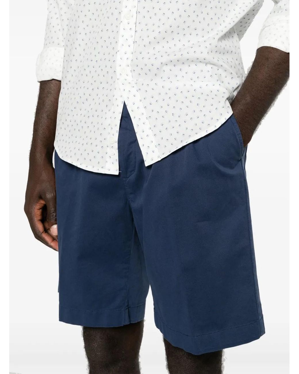Canali Blue Mid-Rise Chino Shorts for men