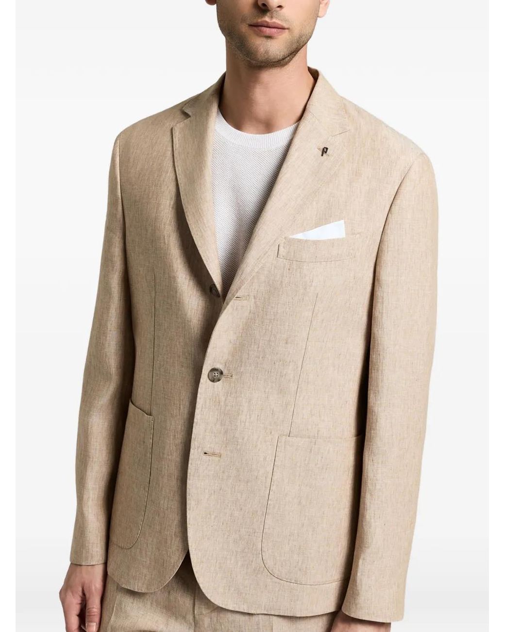 Peserico Natural Single-Breasted Patch-Pocket Jacket for men