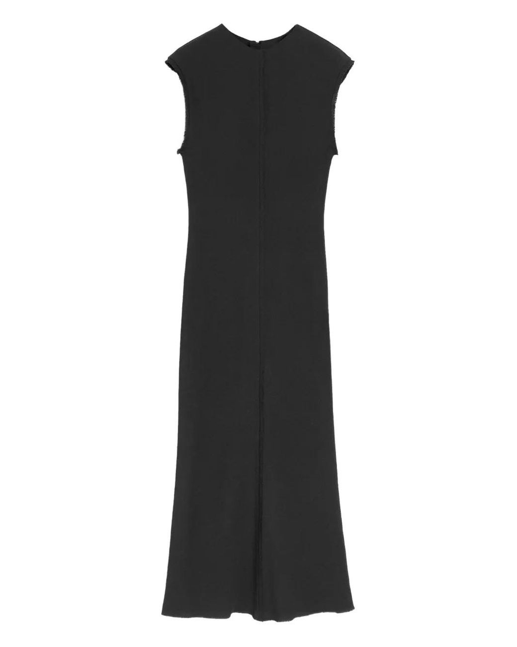 AMI Black Raw Edge Midi Dress