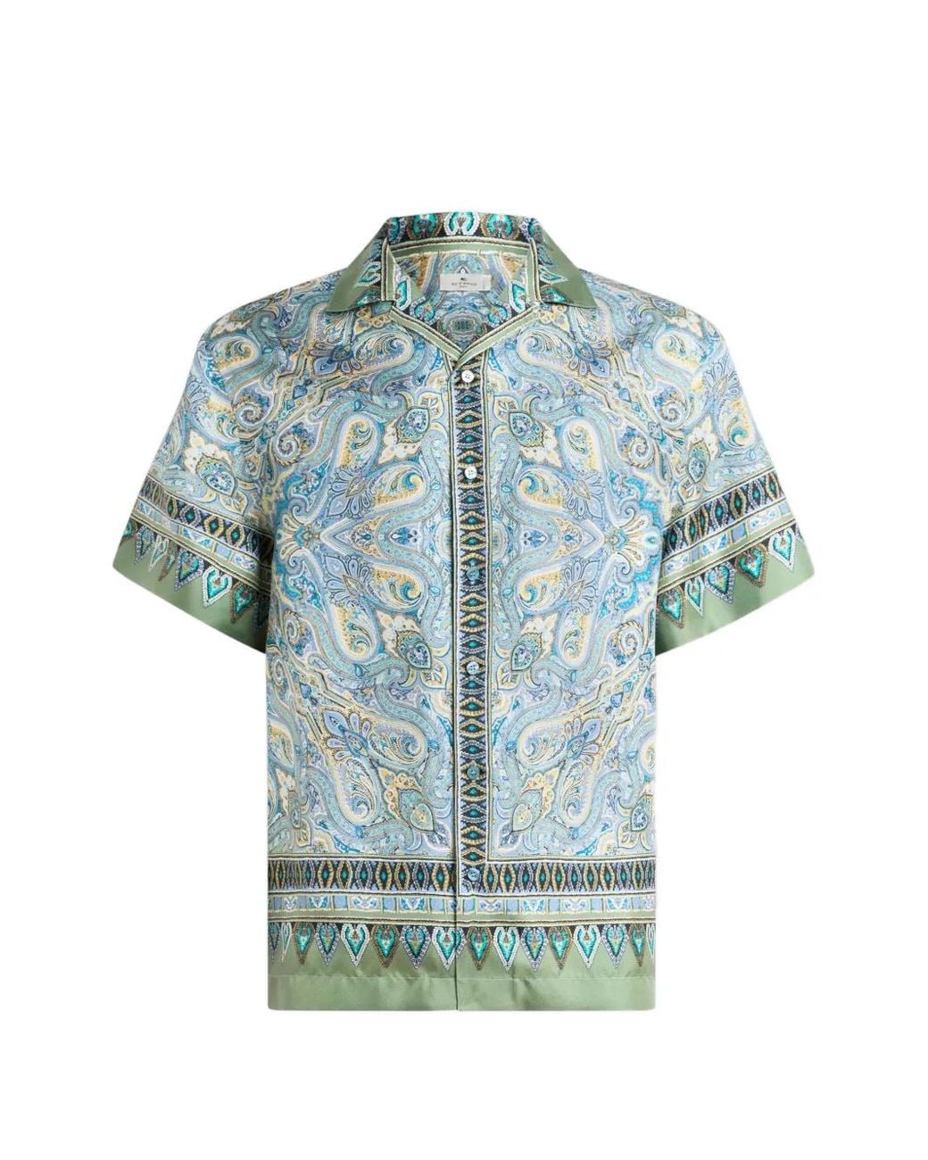 Etro Blue Silk Shirt With Paisley Print for men
