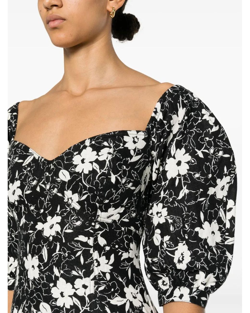 Polo Ralph Lauren Black Floral Linen Midi Dress