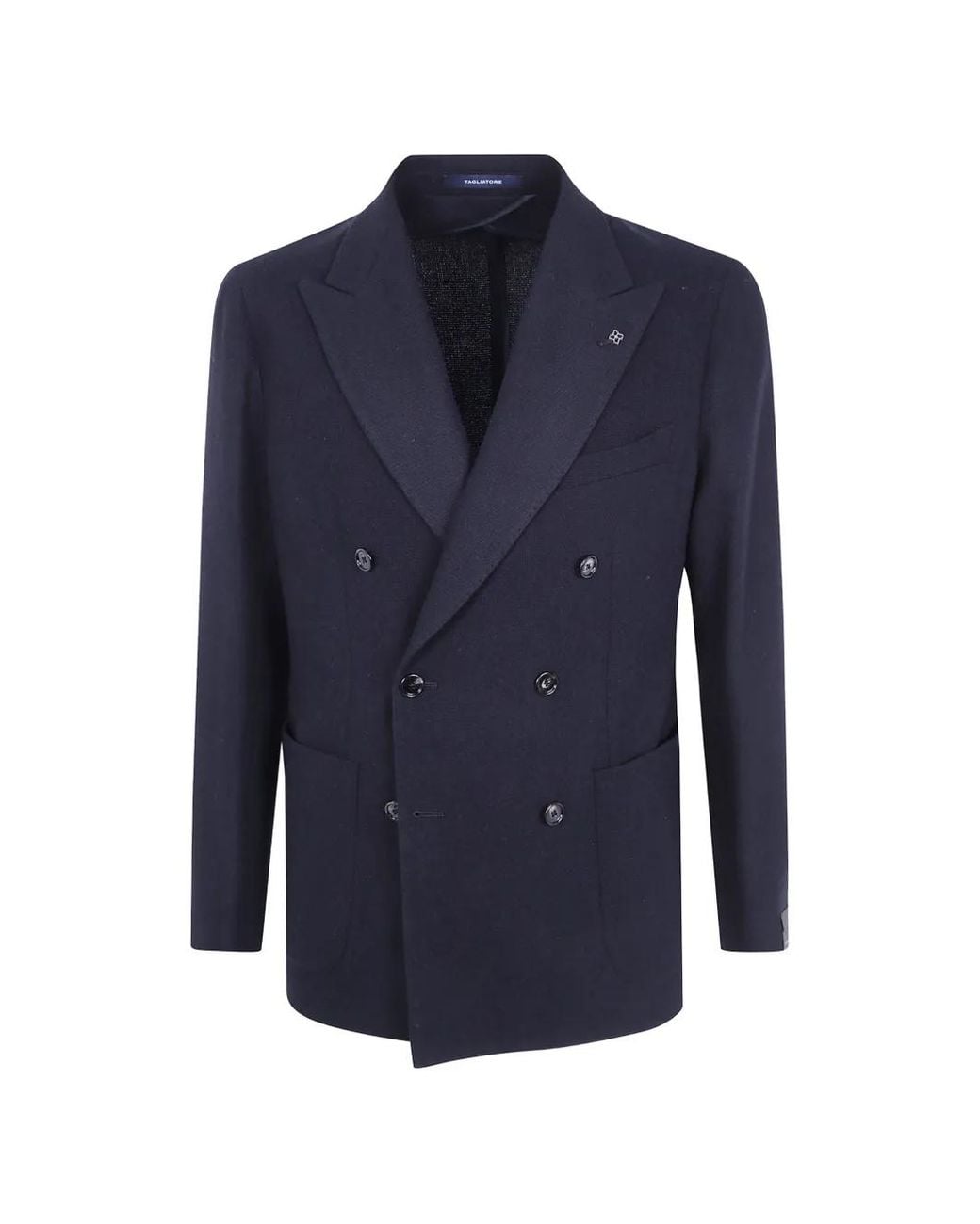 Tagliatore Blue Peak-Lapel Double-Breasted Blazer for men