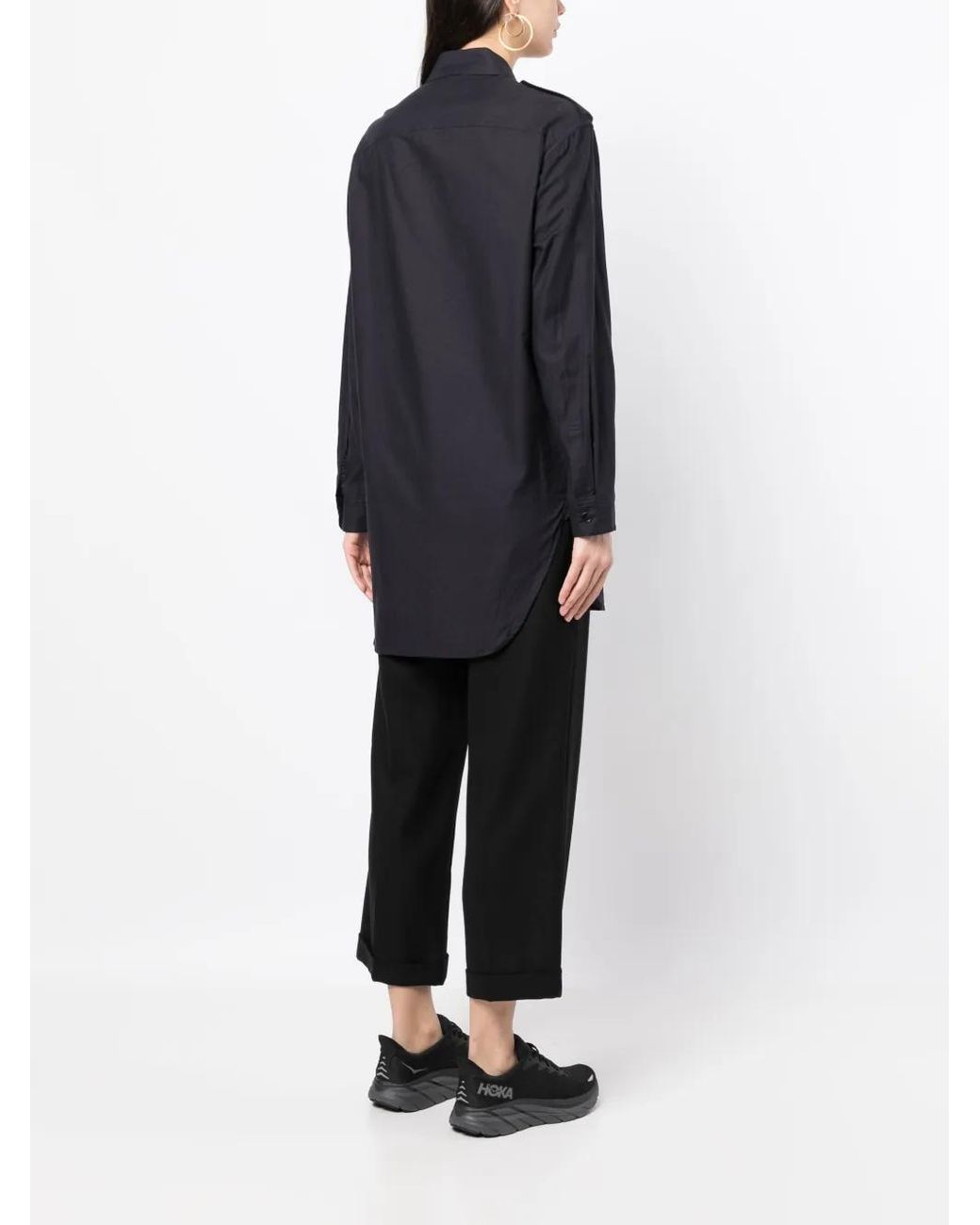 Yohji Yamamoto Blue Long-Sleeve Cotton Shirt