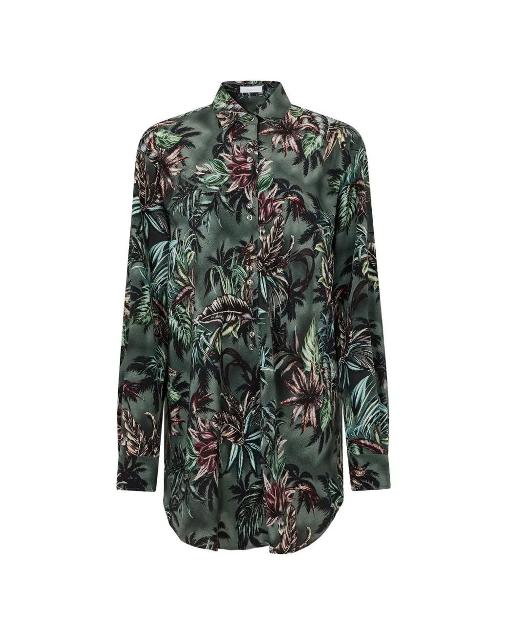 Rabanne Green Floral-Printed Silk Shirt