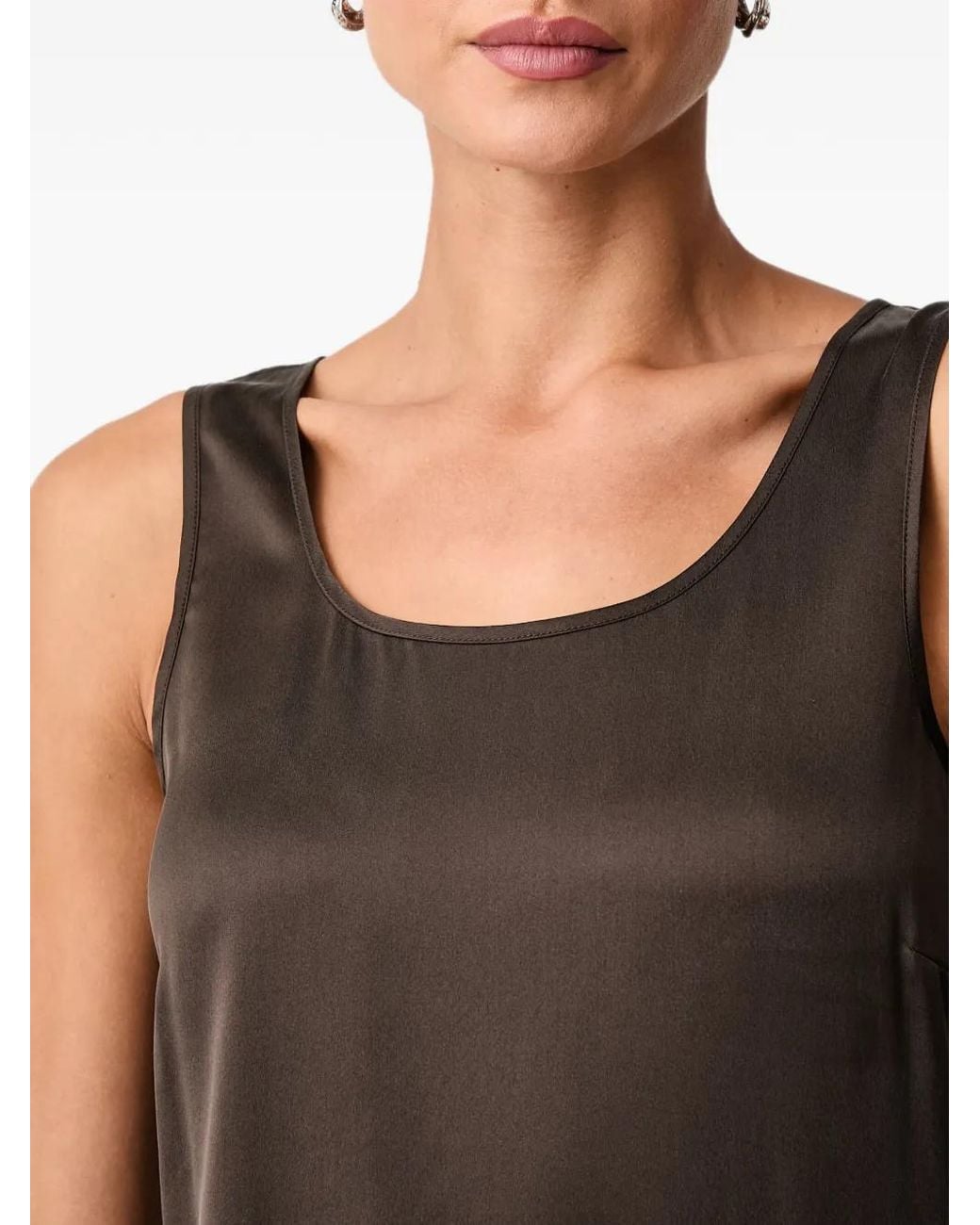 Mos Mosh Black Astrid Satin-Finish Scoop-Neck Top