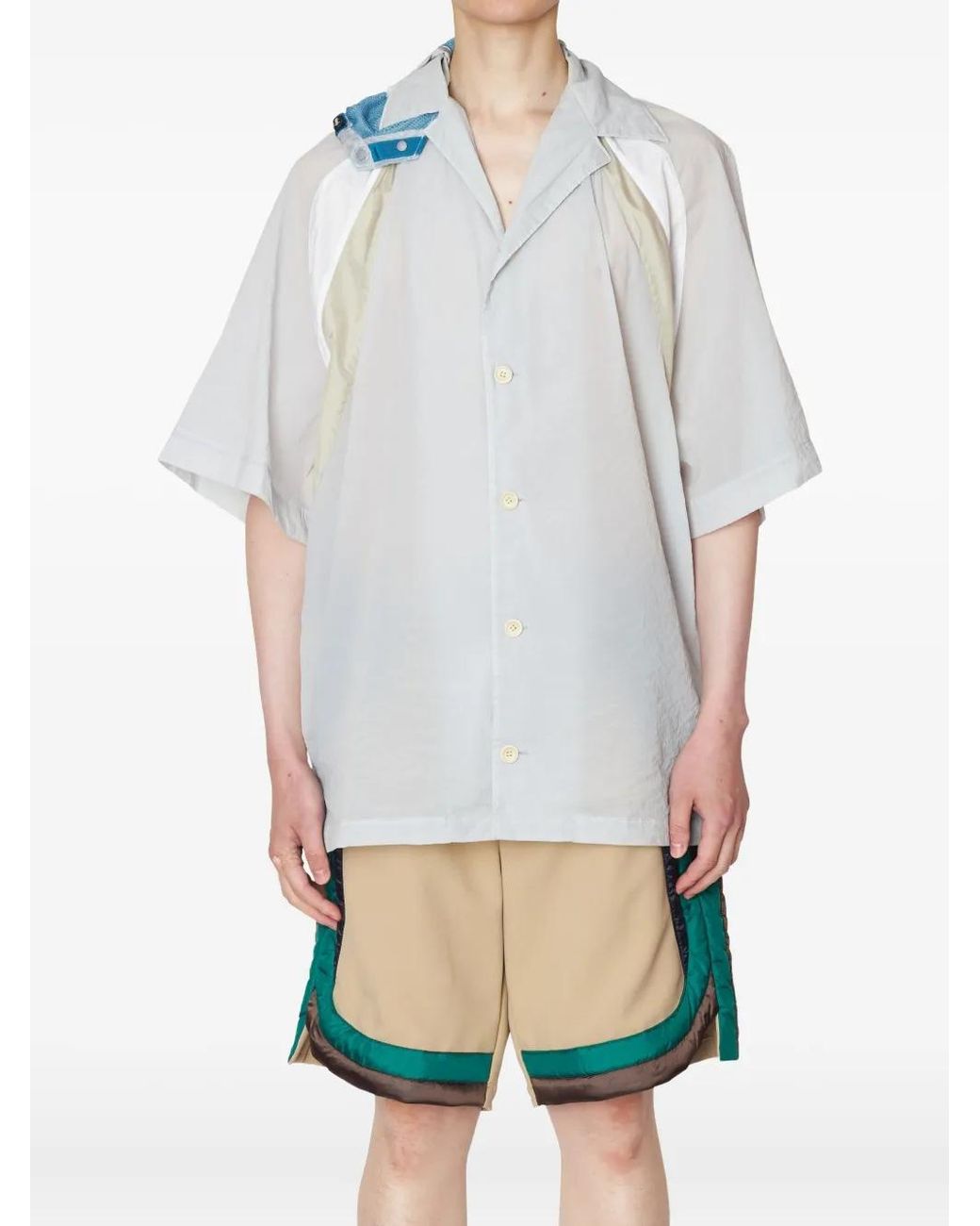 Kolor White Hood Colour-Block Shirt for men