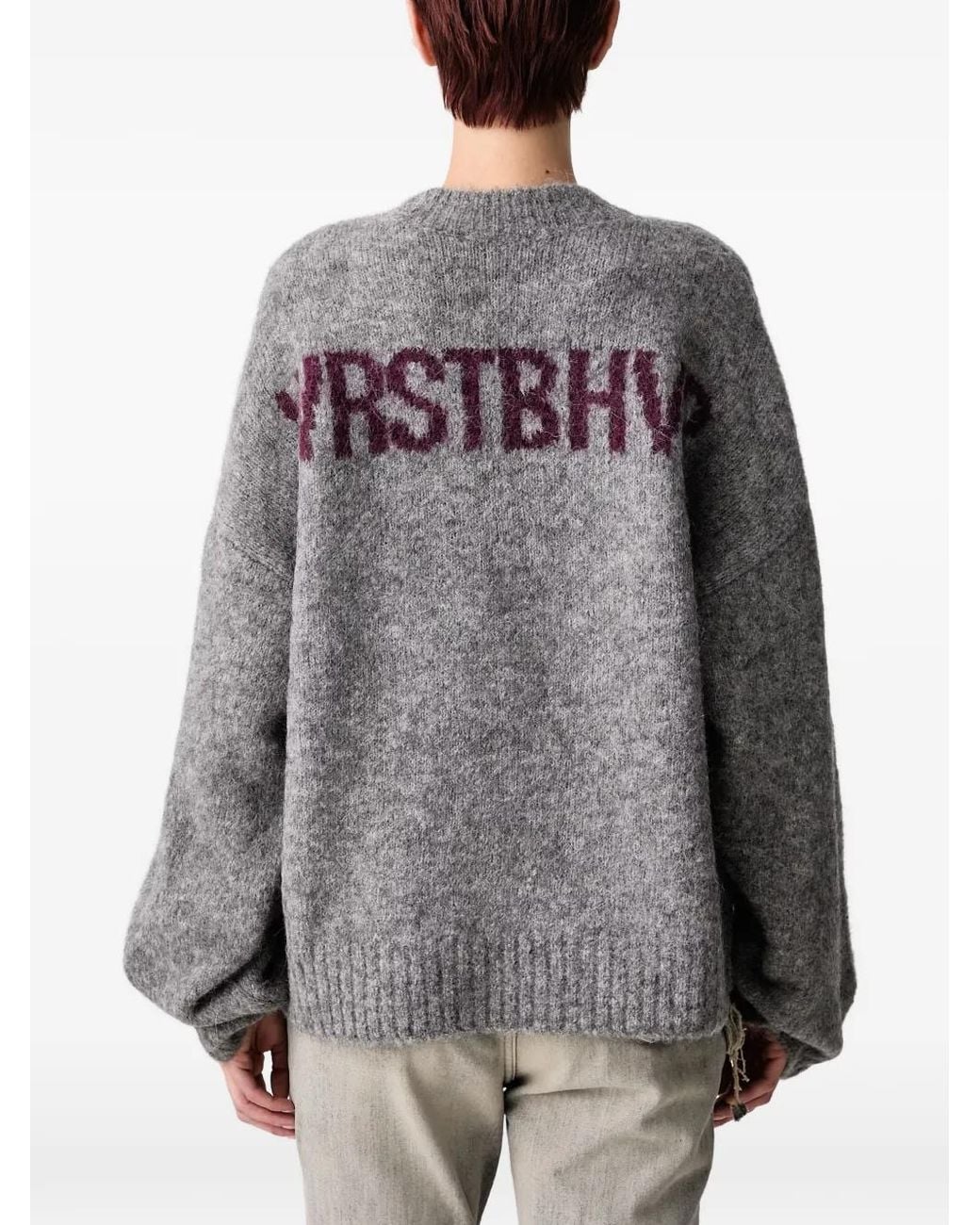 WRSTBHVR Gray Enci V3 Logo-Intarsia Knitted Sweater