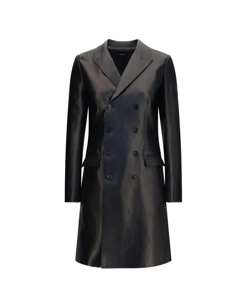 Tom Ford Black Double-Breasted Lambskin Coat