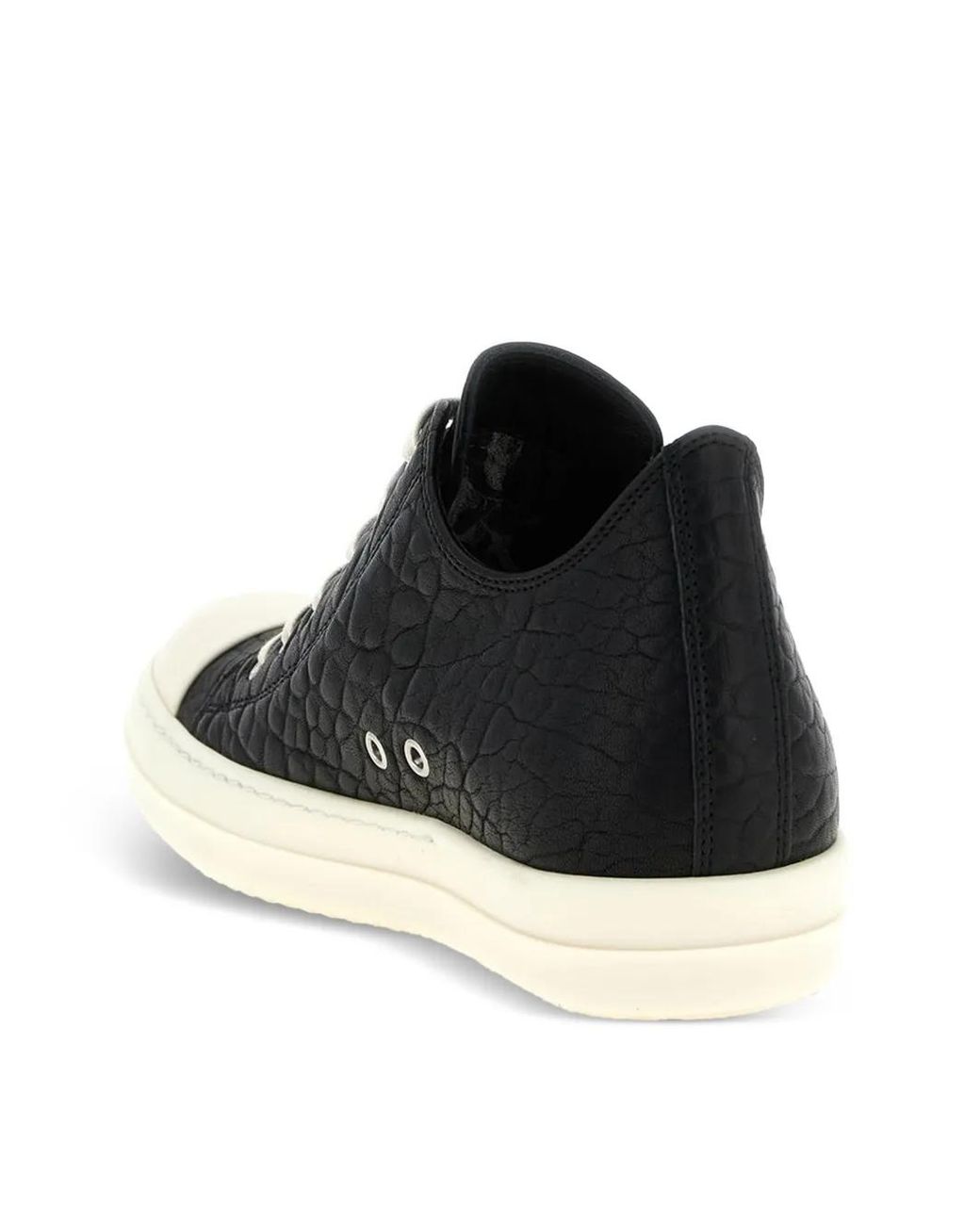 Rick Owens Black Textured Low-Top Sneakers for men