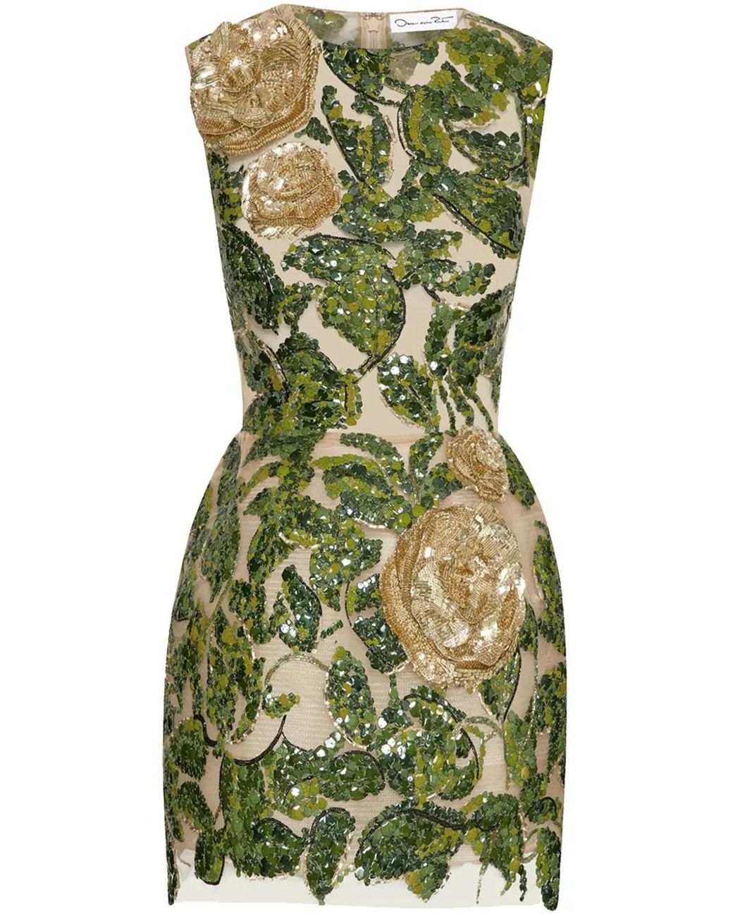 Oscar de la Renta English Rose Embroidery Dress in Green | Lyst