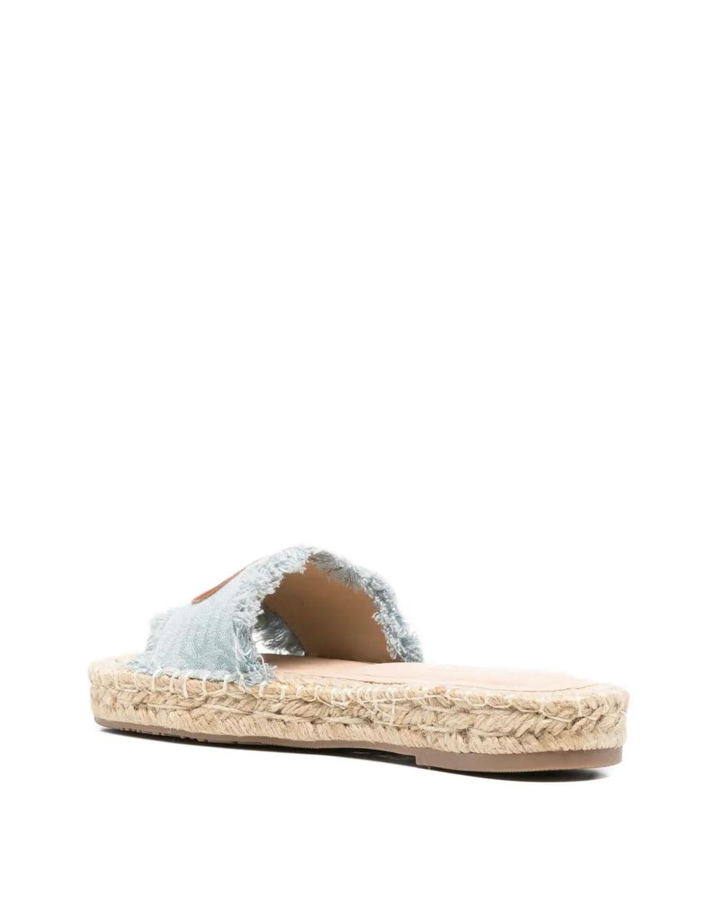 Liu Jo White Logo-Patch Frayed Flat Espadrilles