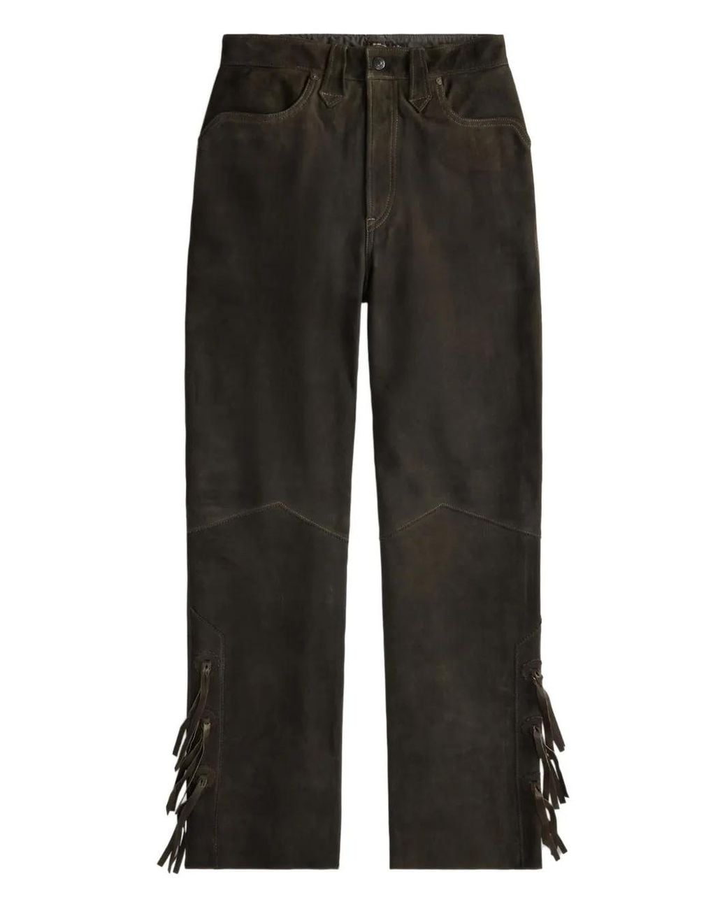 RRL Black Fringed Leather Trousers