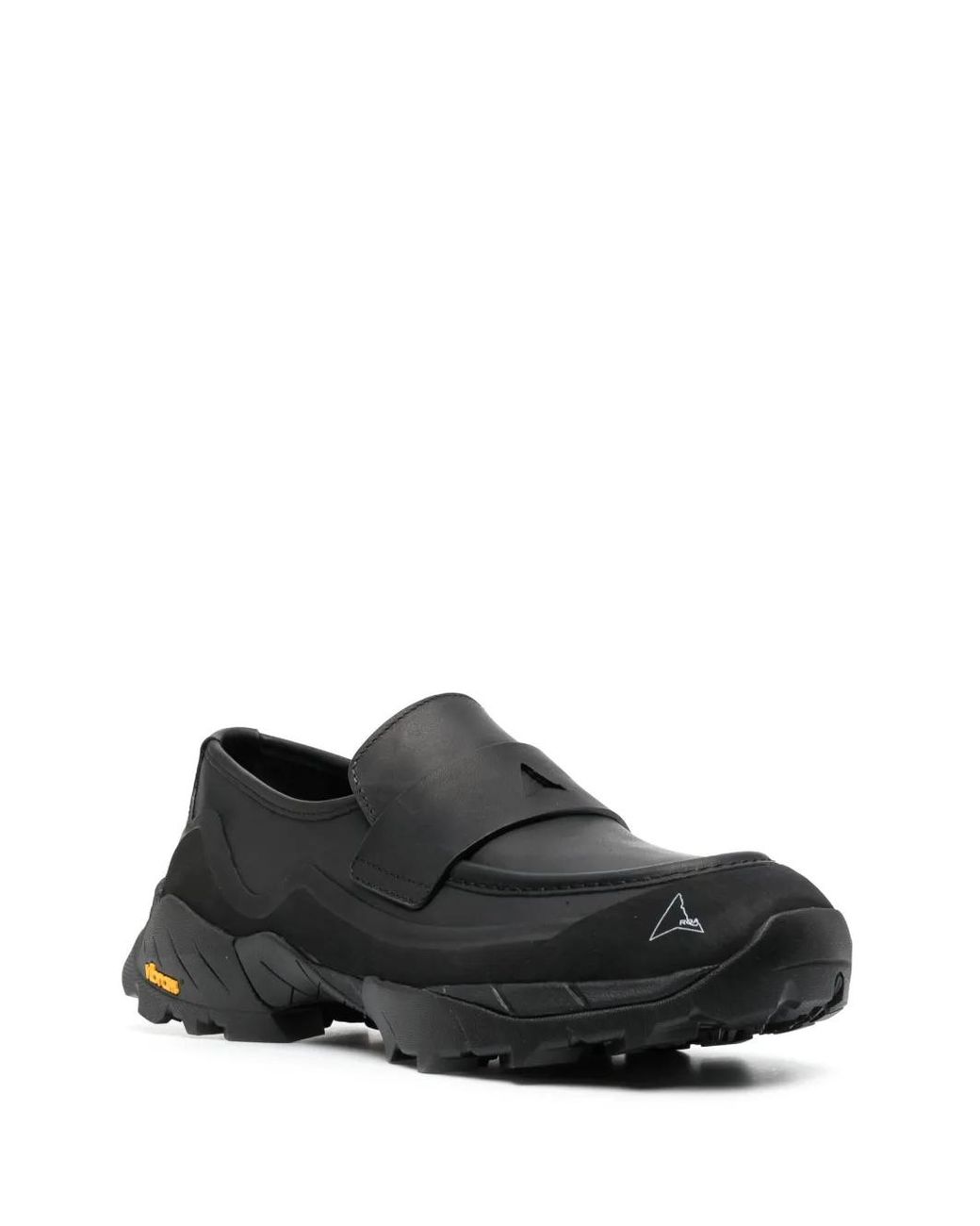 Roa Black Logo-Print Leather Loafers for men