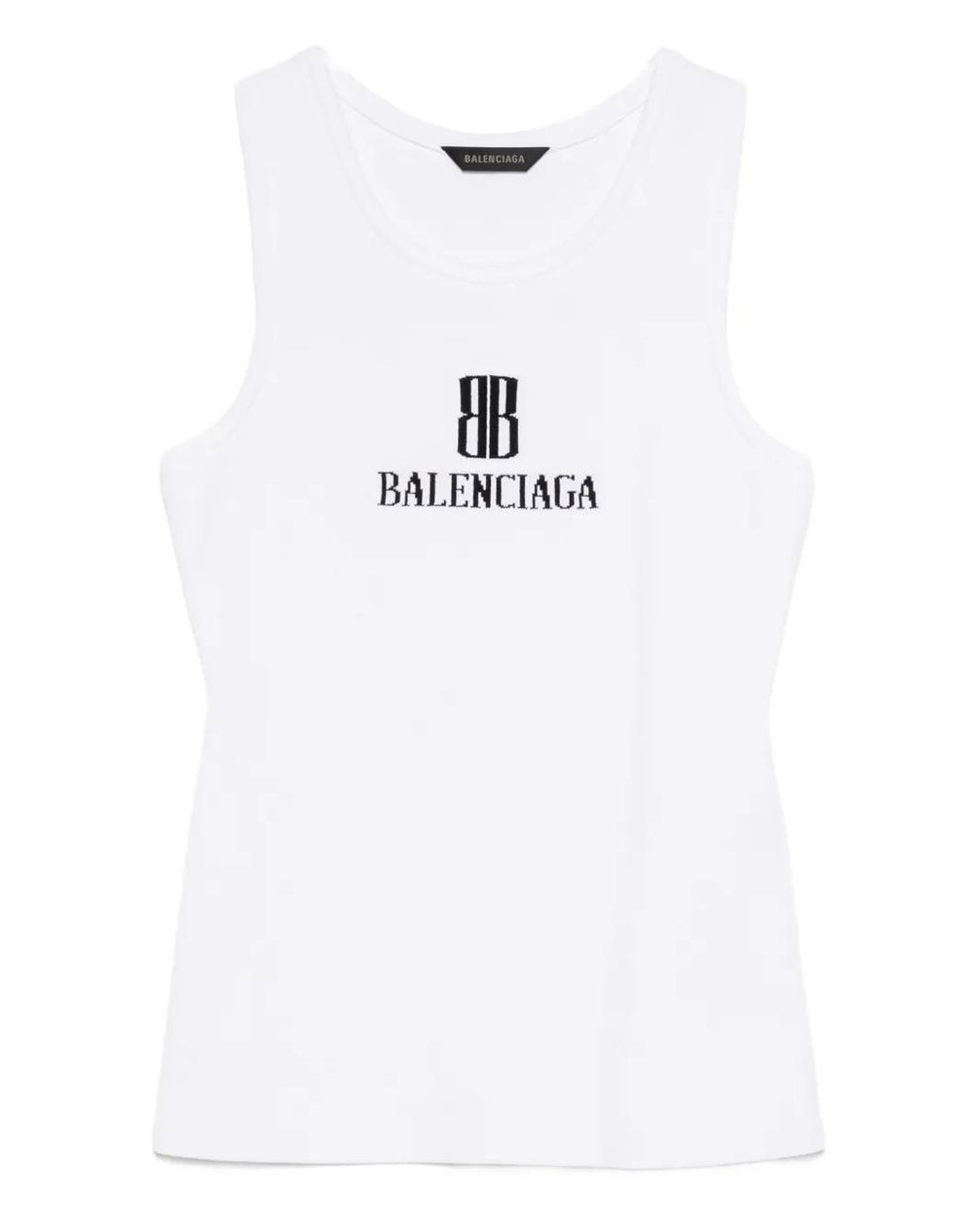 Balenciaga White Logo-Intarsia Sleeveless Tank Top