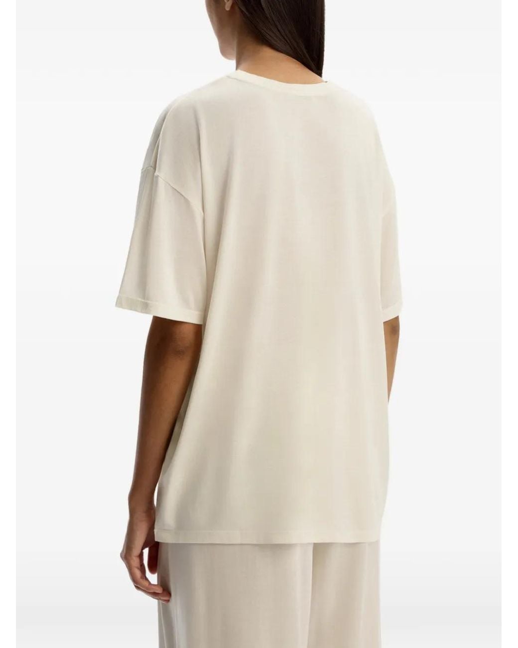 12 STOREEZ White Silk Jersey T-Shirt