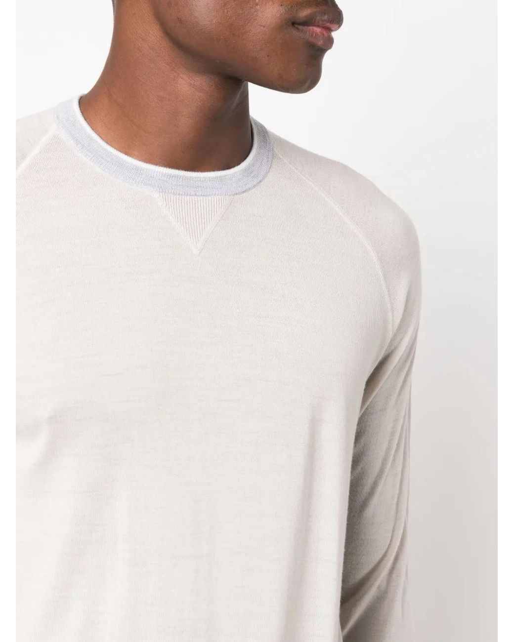 Eleventy White Round-Neck Wool Jumper for men