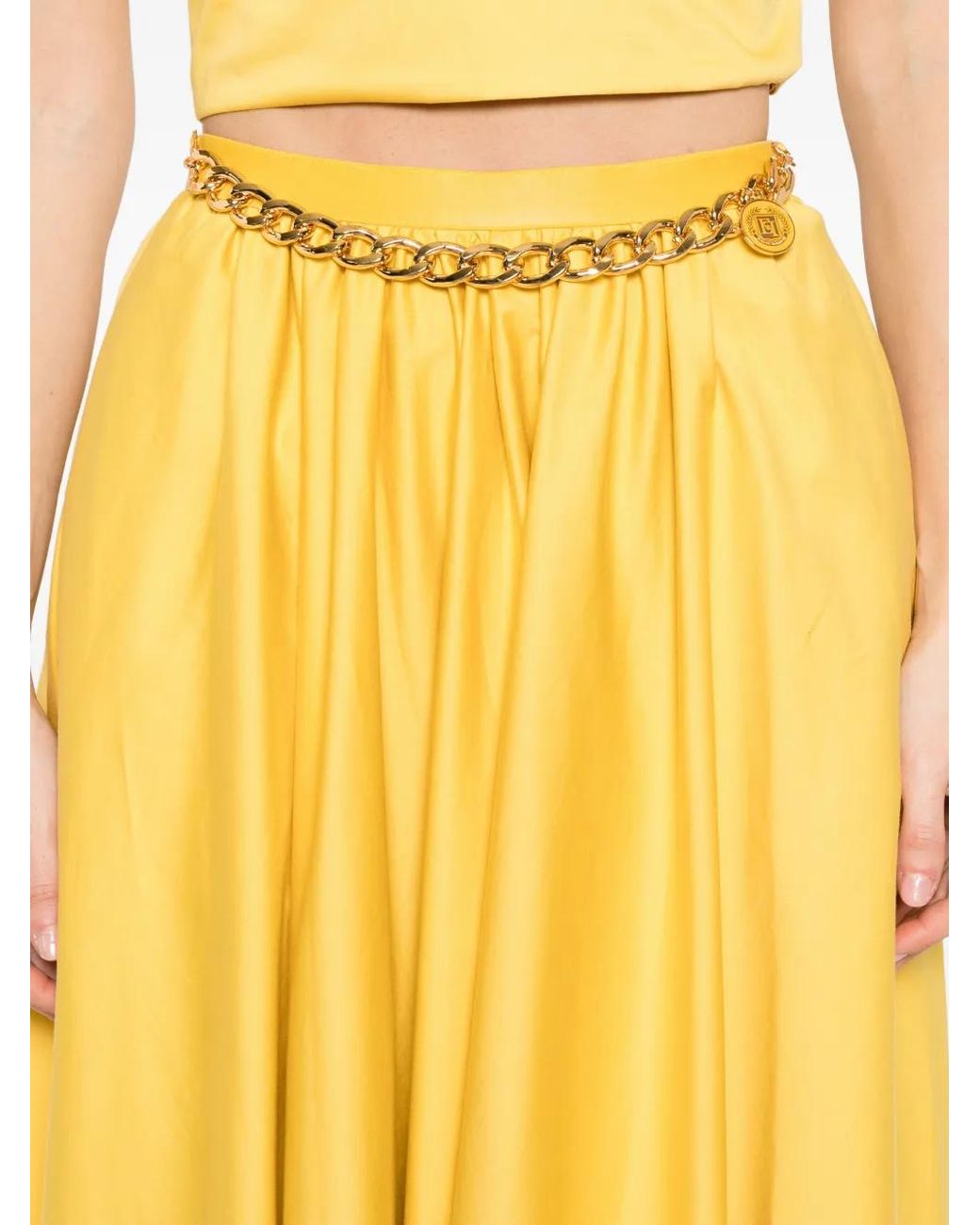 Elisabetta Franchi Yellow Sun Cotton Skirt