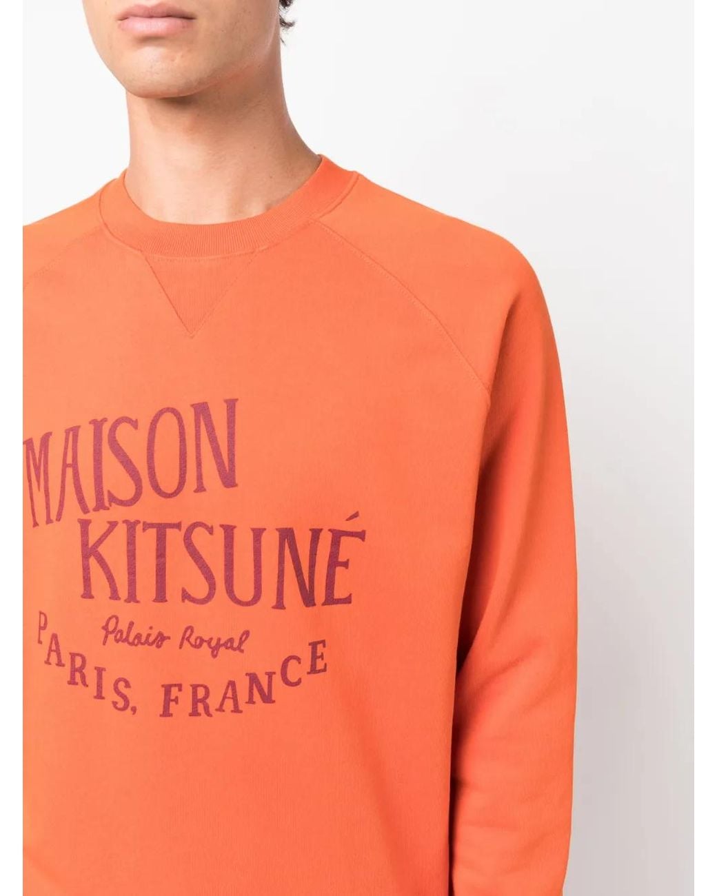 Maison Kitsuné Orange Sweat En Coton À Logo Imprimé for men