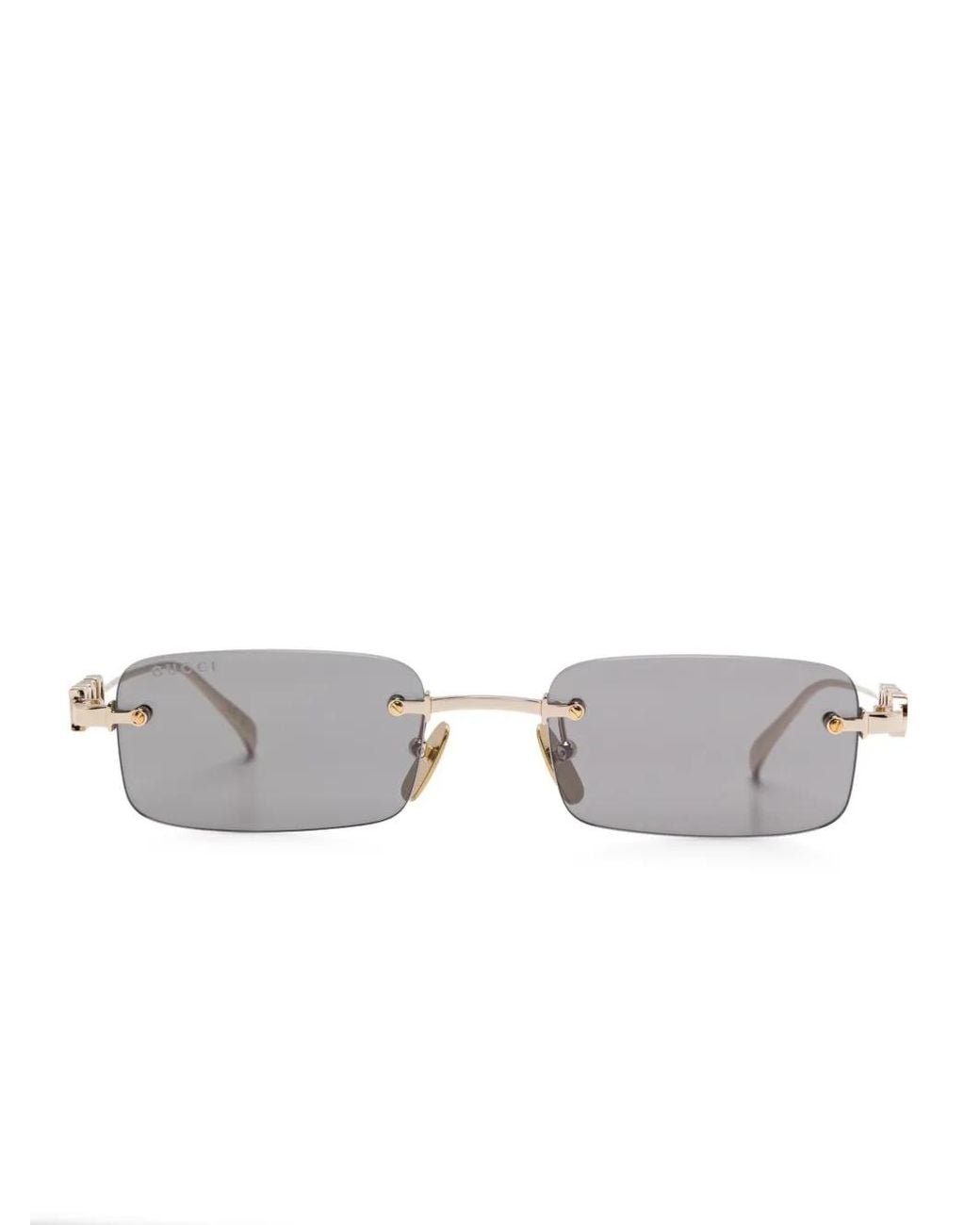 Gucci Gray Rectangle-Frame Sunglasses
