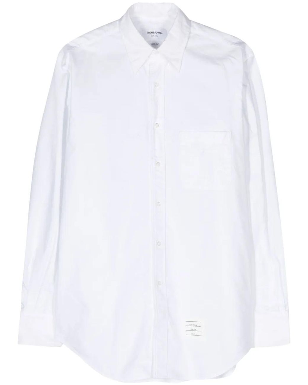 Thom Browne White Solid Poplin Shirt for men