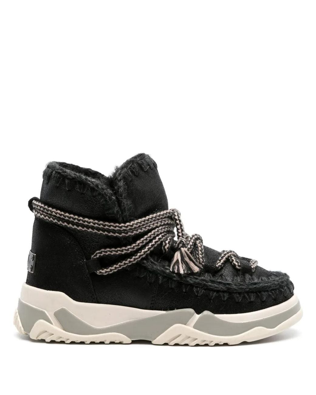 Mou Black Scoubidou Leather Ankle Boots