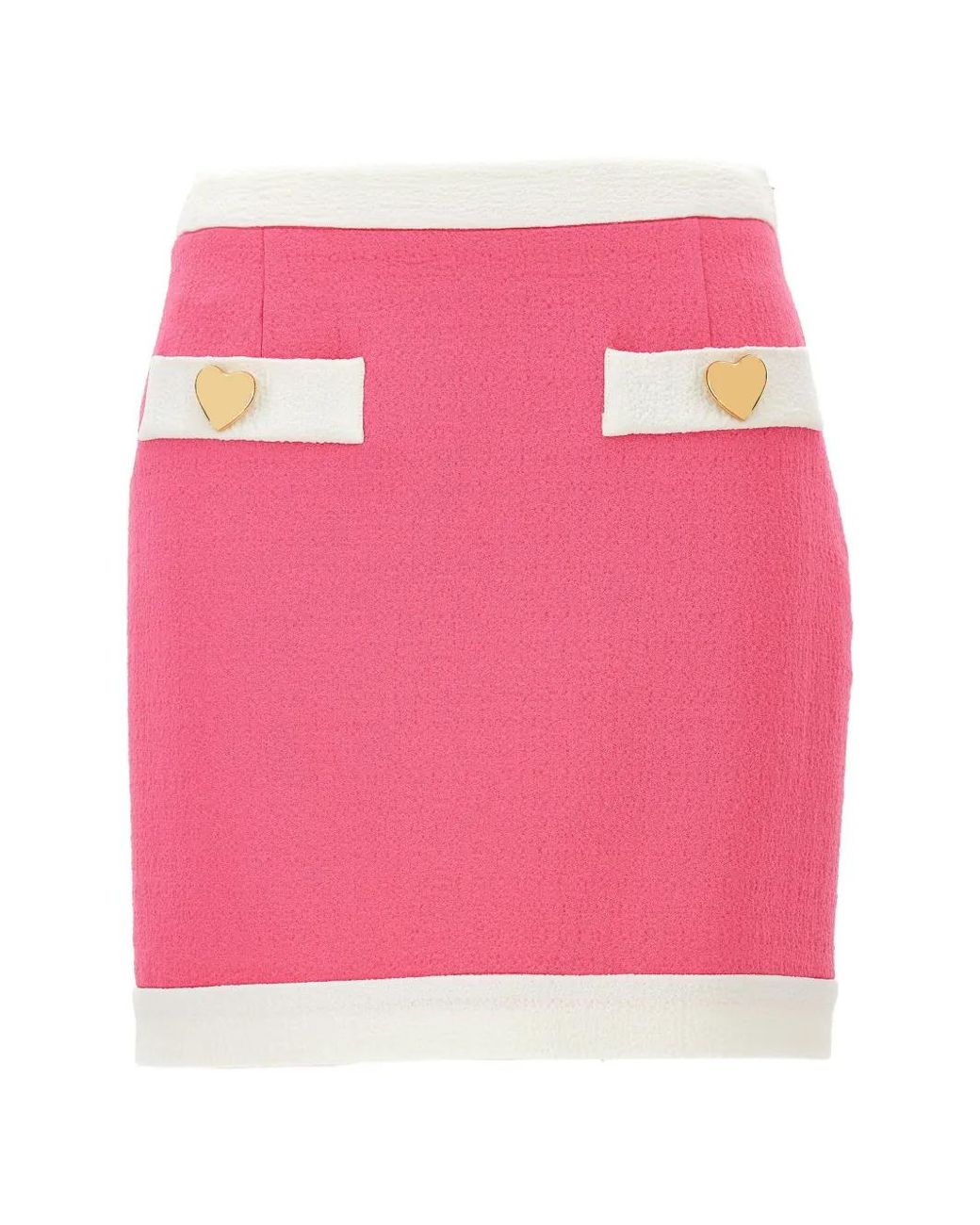 Moschino Pink Heart-Button Contrast-Trim Skirt