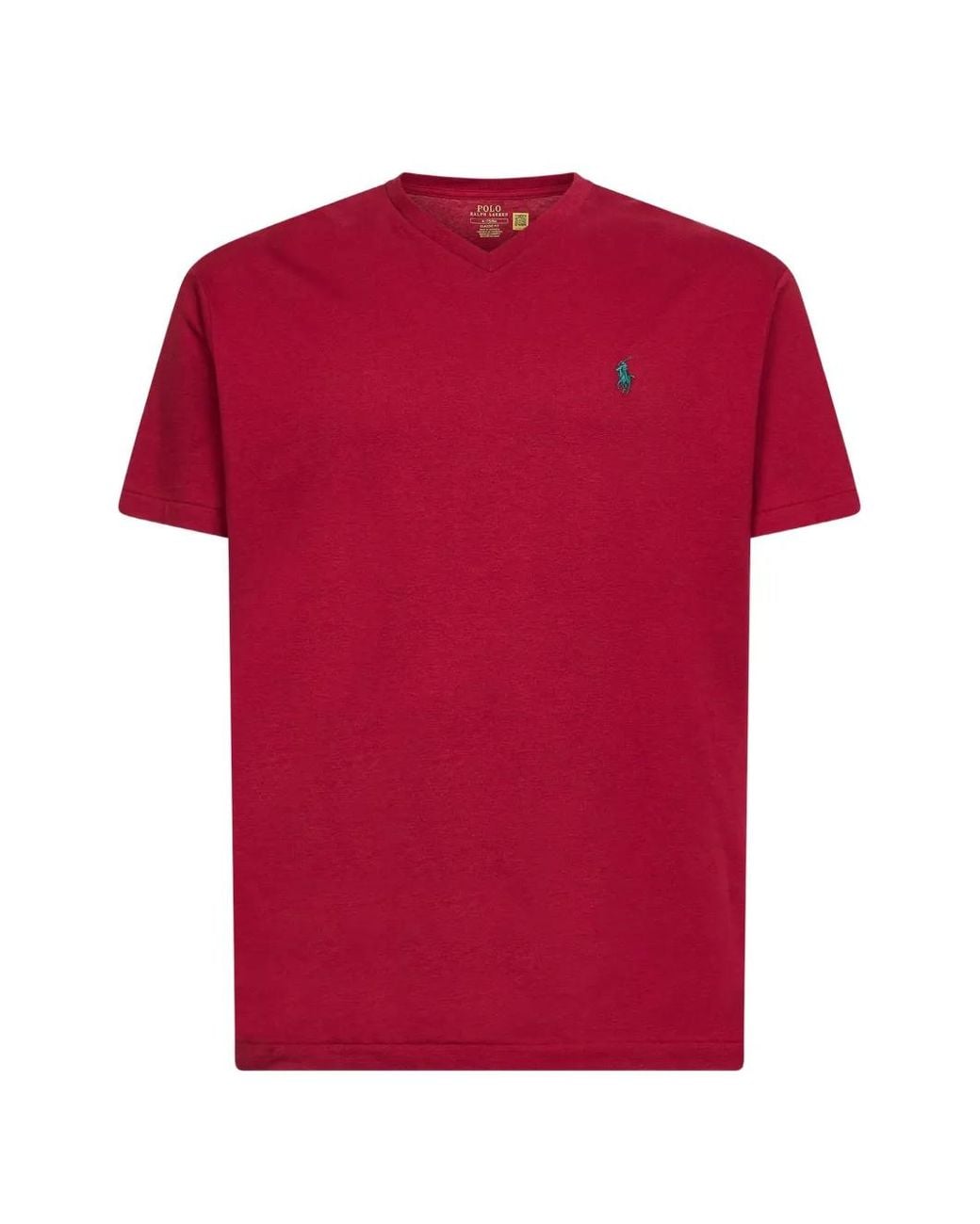 Polo Ralph Lauren Red Ribbed V-Neck T-Shirt for men