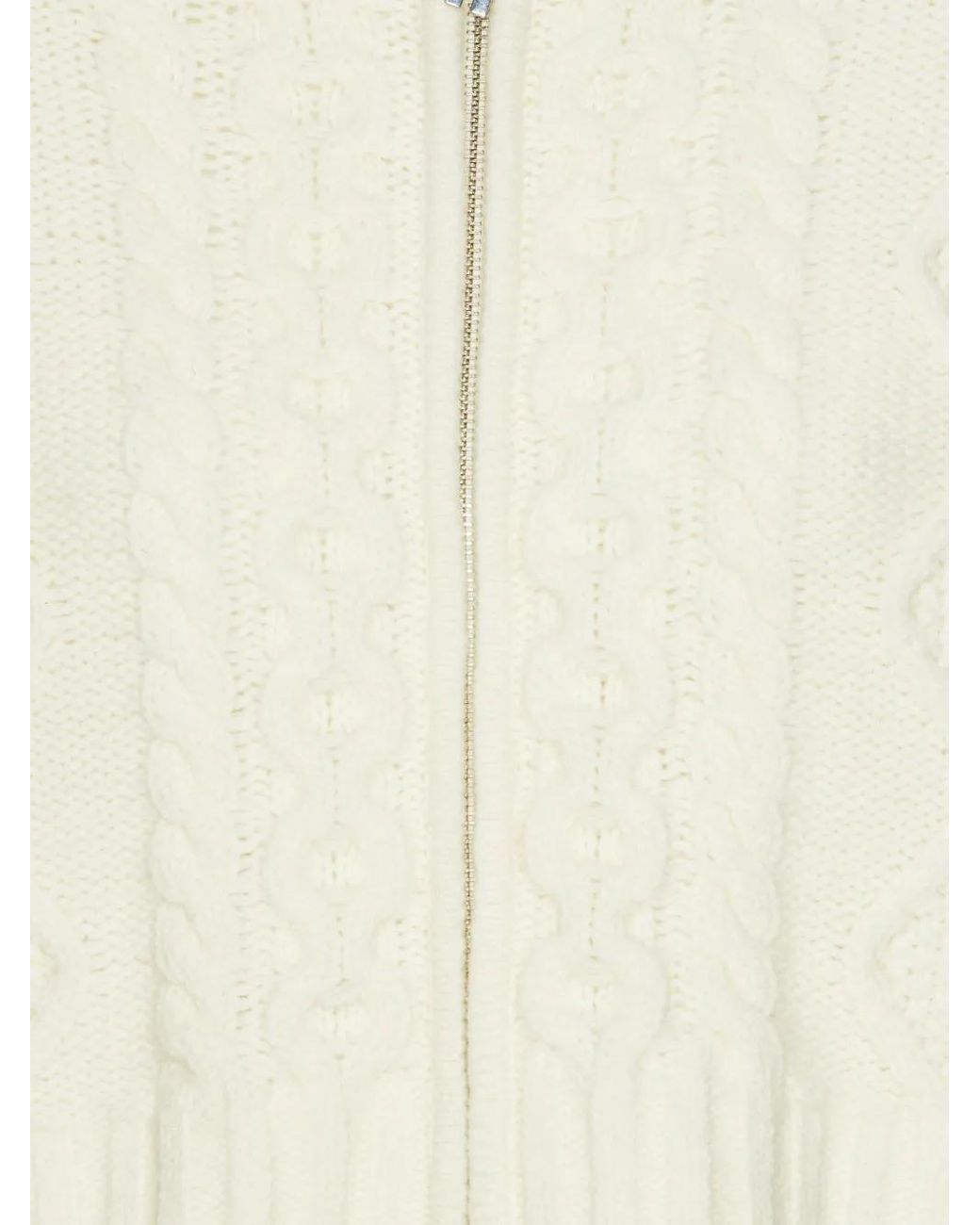 ROTATE BIRGER CHRISTENSEN White Kapuzen-Cardigan mit Zopfmuster