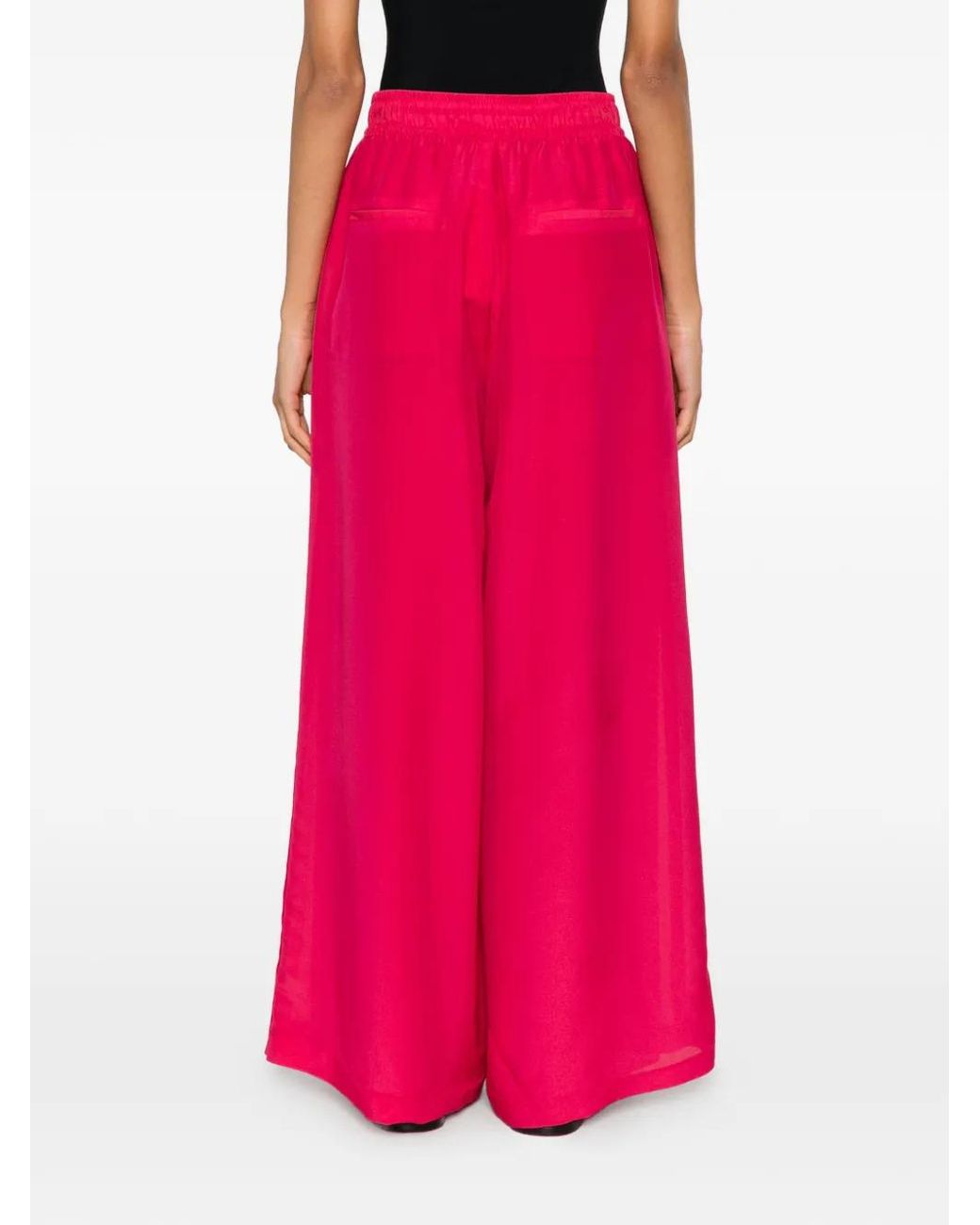 Psophia Pink Drawstring-Waist Wide-Leg Trousers