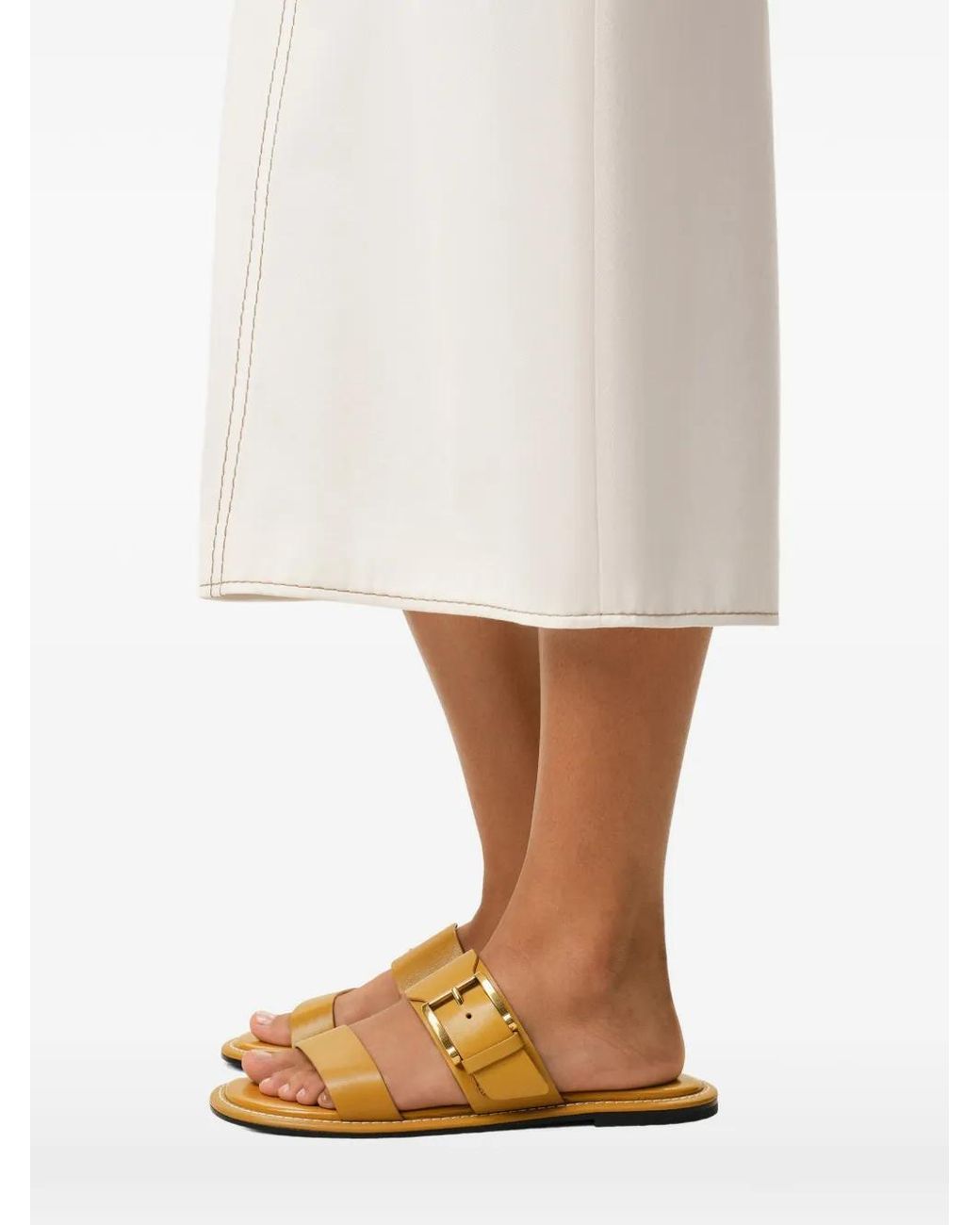 AMI Metallic Buckle-Detail Flat Sandals