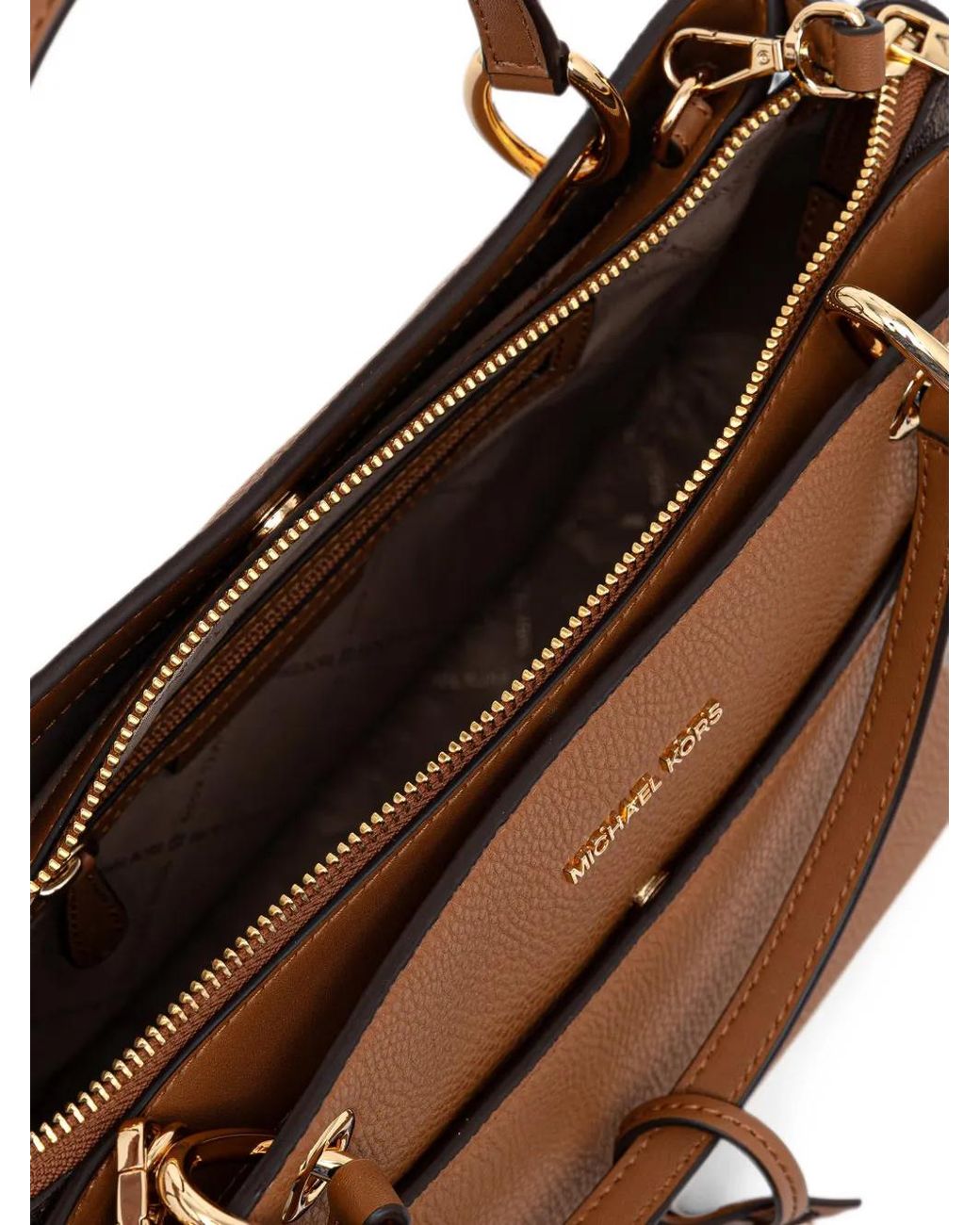 MICHAEL Michael Kors Brown Logo-Print Pebbled-Leather Tote Bag