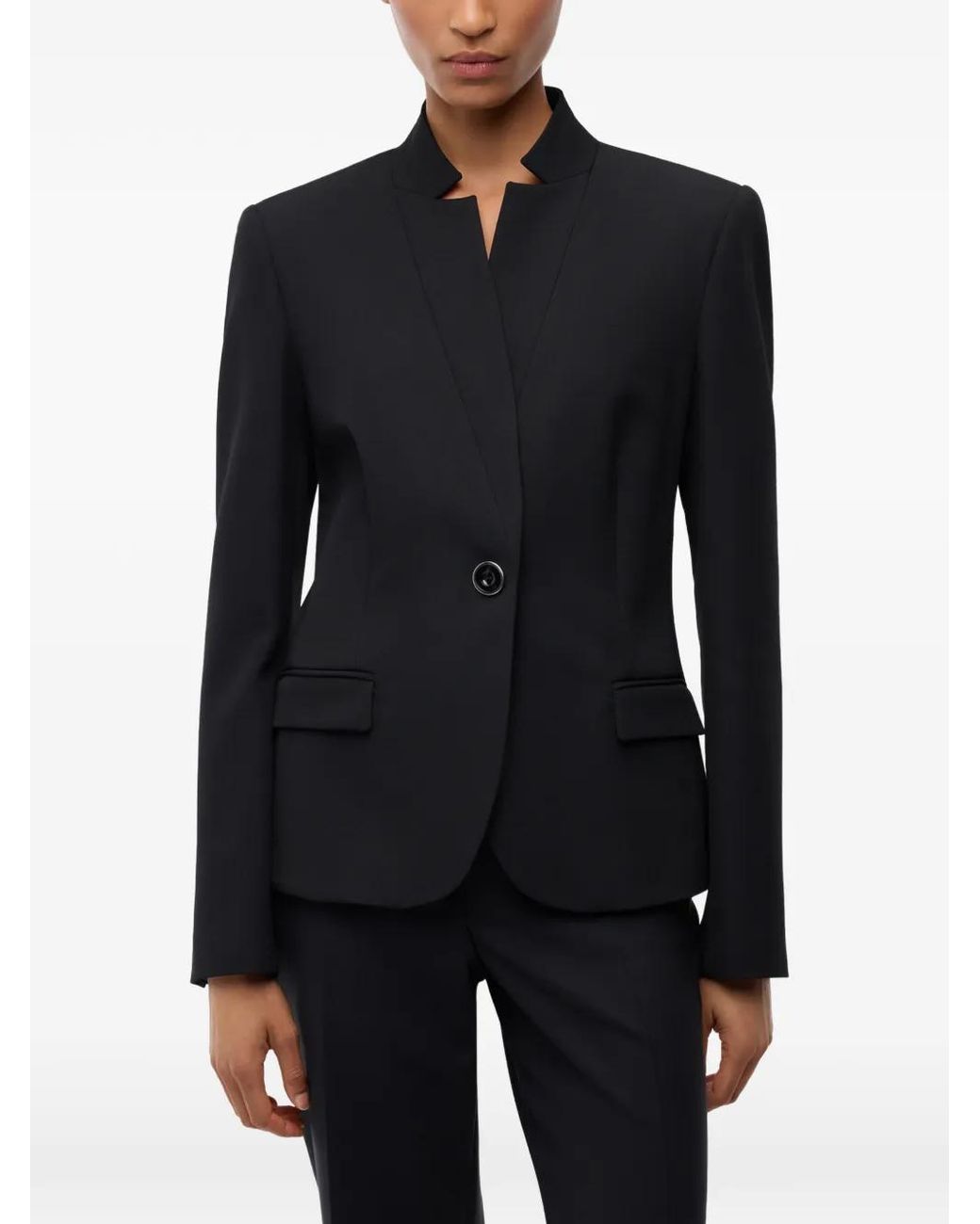 Pinko Black Mandarin-Collar Single-Breasted Blazer