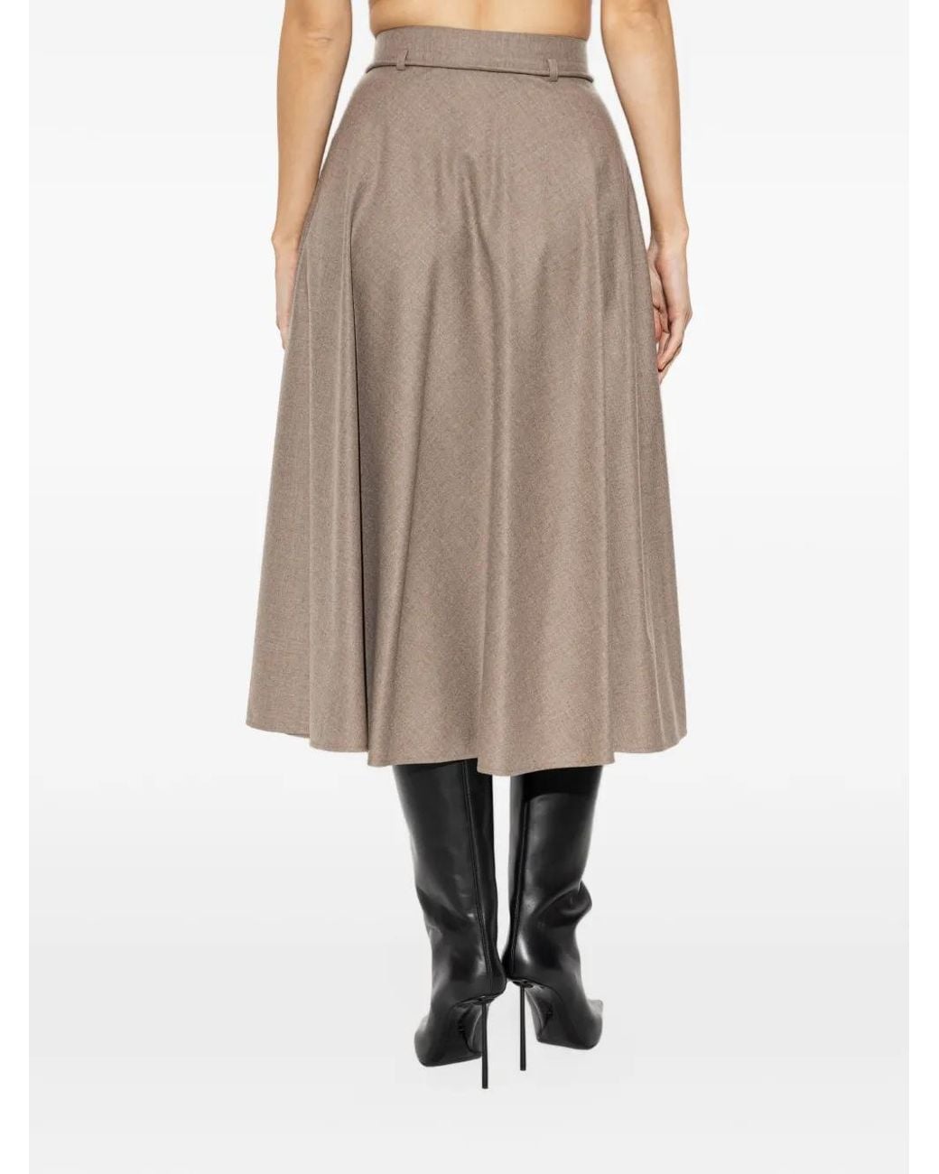Max Mara Natural Flared Cashmere Foule Skirt