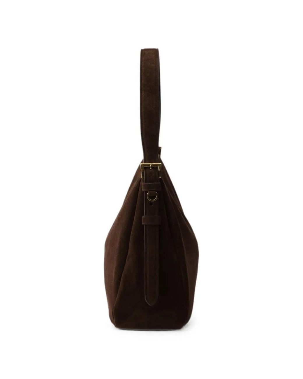 Prada Black Logo-Plaque Suede Shoulder Bag