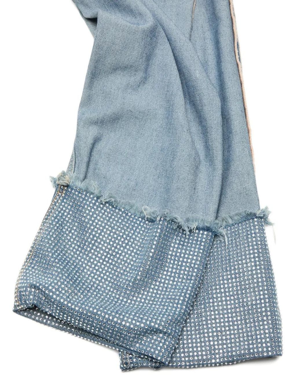Acne Blue Side-Stripe Cuffed Jeans